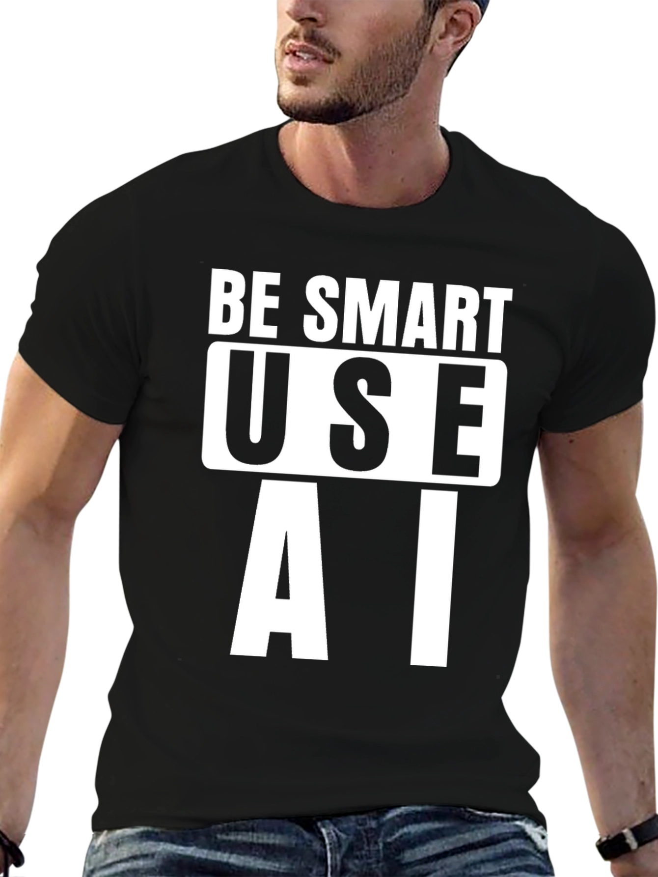 Be Smart Use AI T-Shirt - Black Cotton