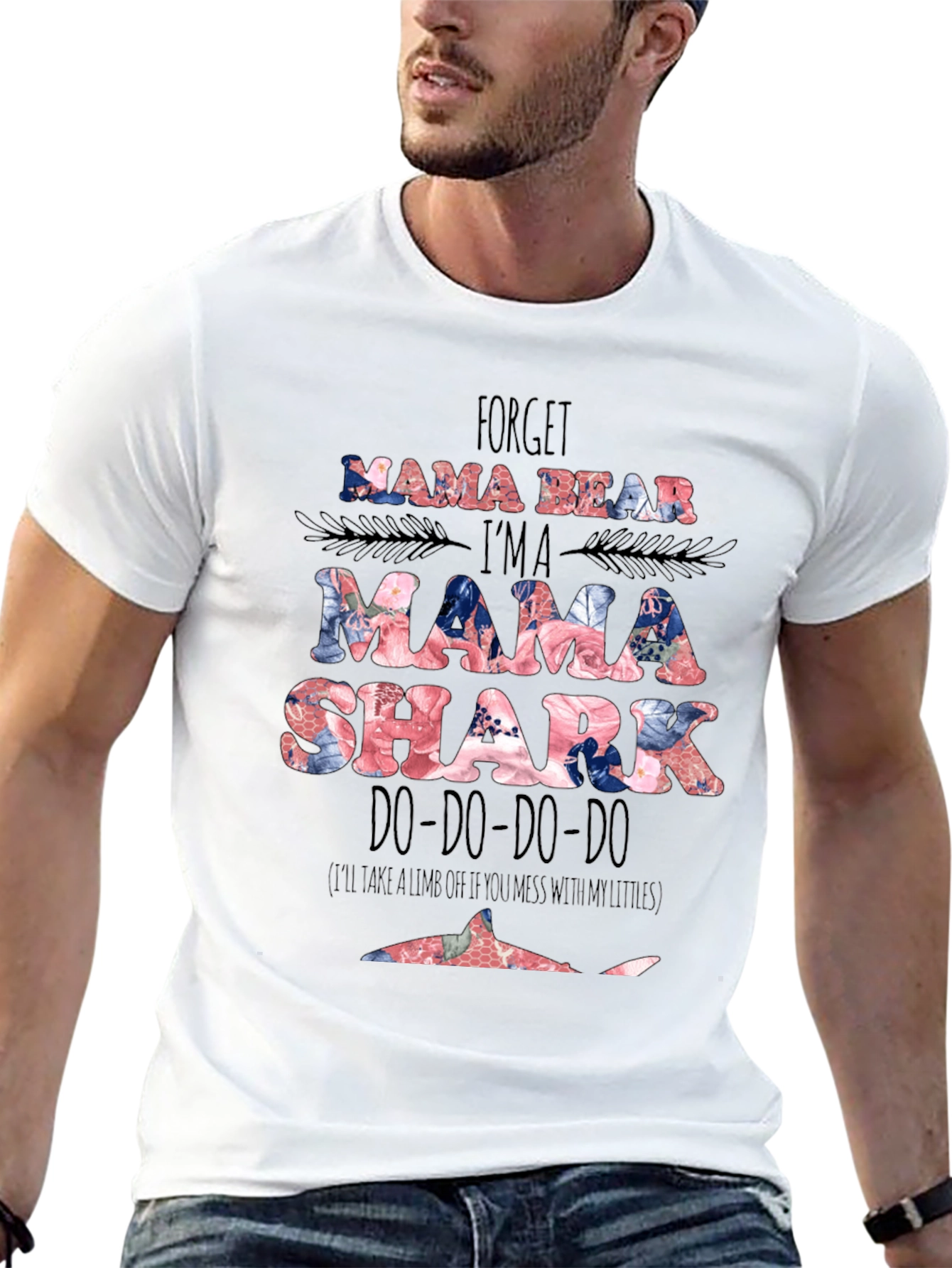 Mama Shark Graphic Tee - Floral Design