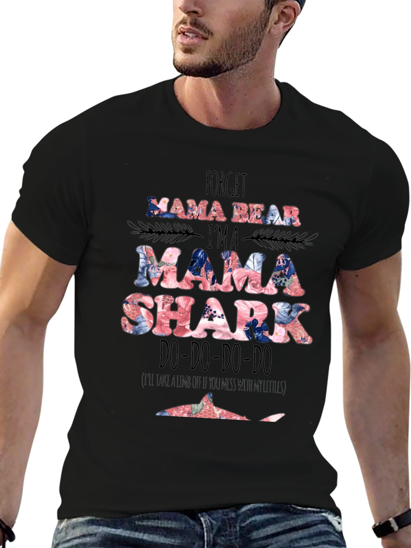 Mama Shark Graphic Tee - Floral Design
