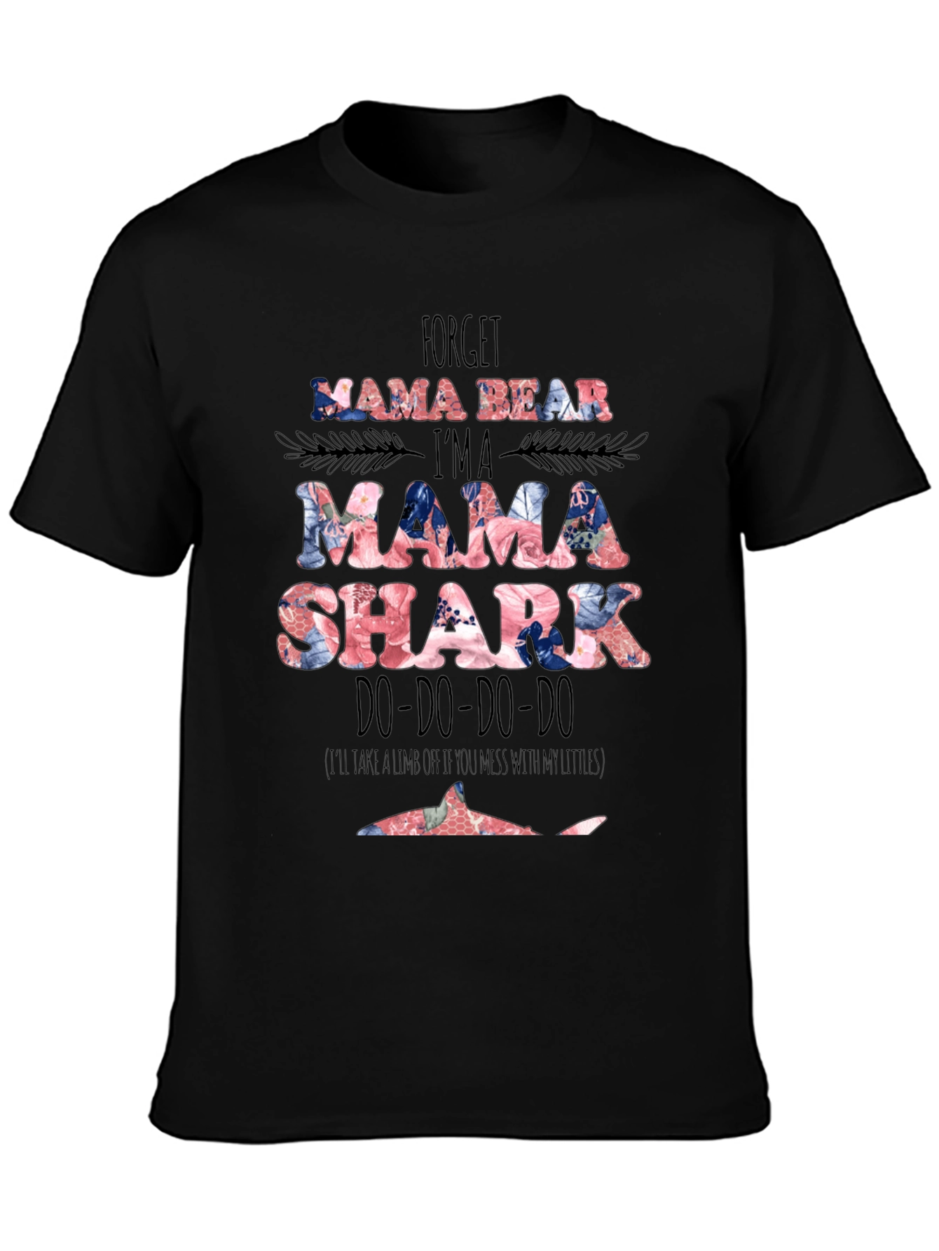 Mama Shark Graphic Tee - Floral Design