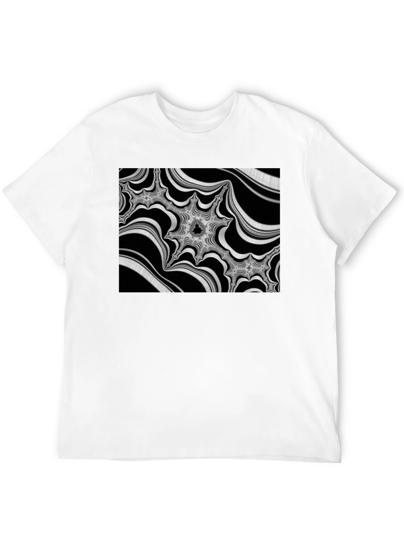 Abstract Fractal Graphic Black T-Shirt