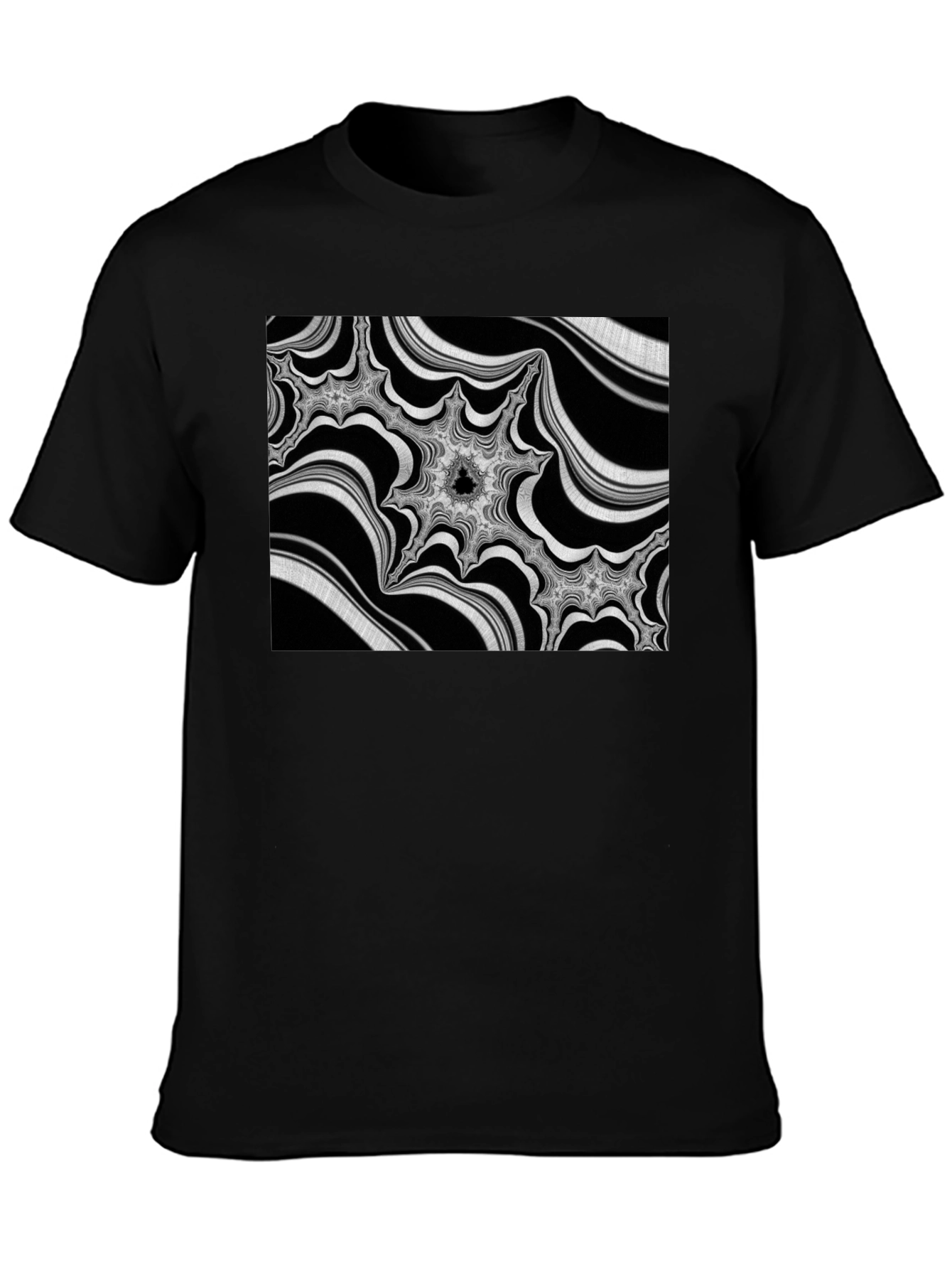 Abstract Fractal Graphic Black T-Shirt