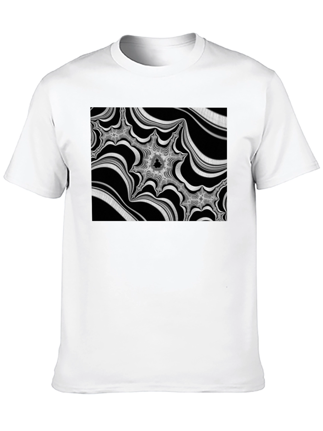Abstract Fractal Graphic Black T-Shirt