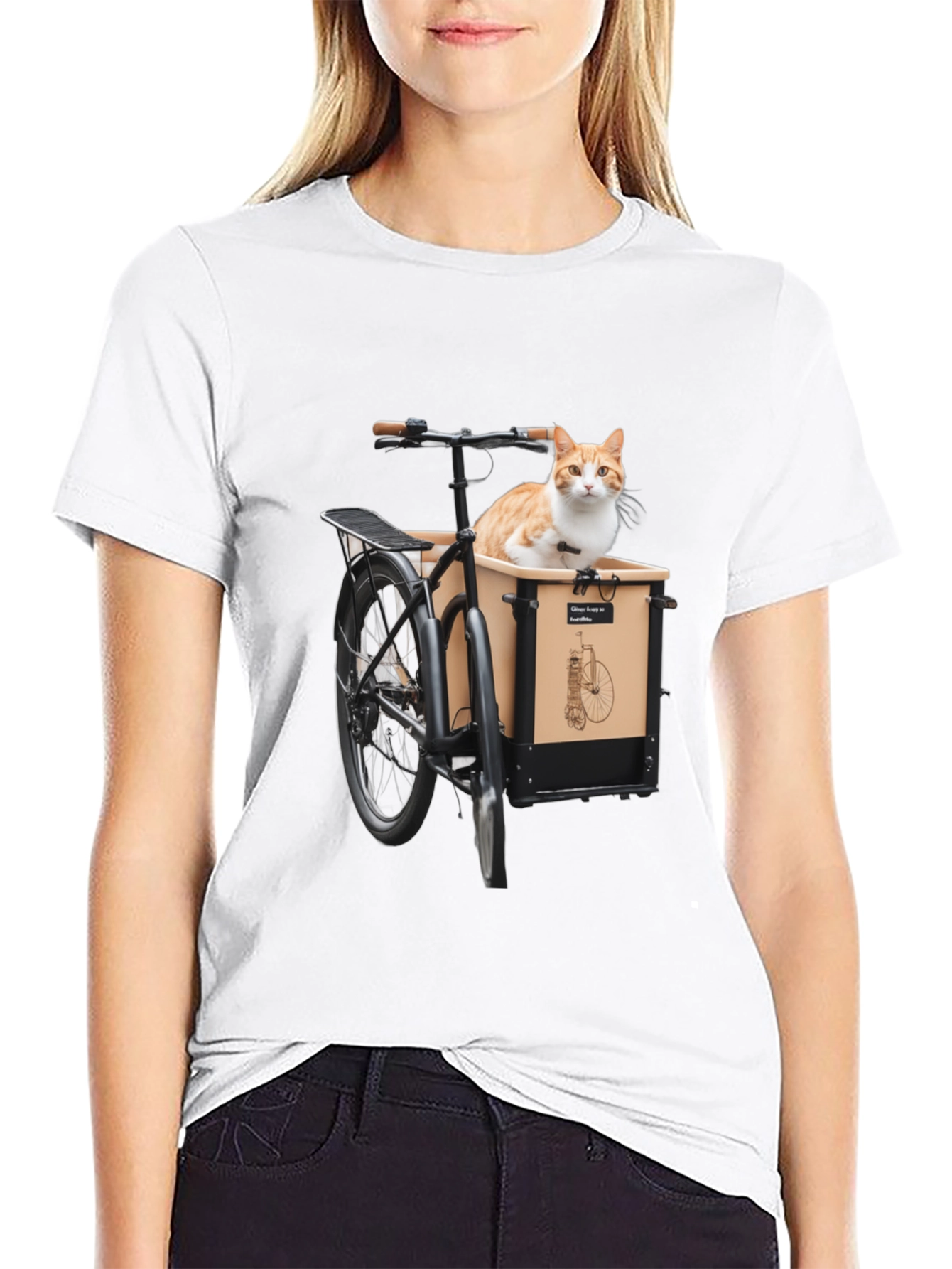 Cat in Bike T-Shirt - Whimsical Graphic Tee