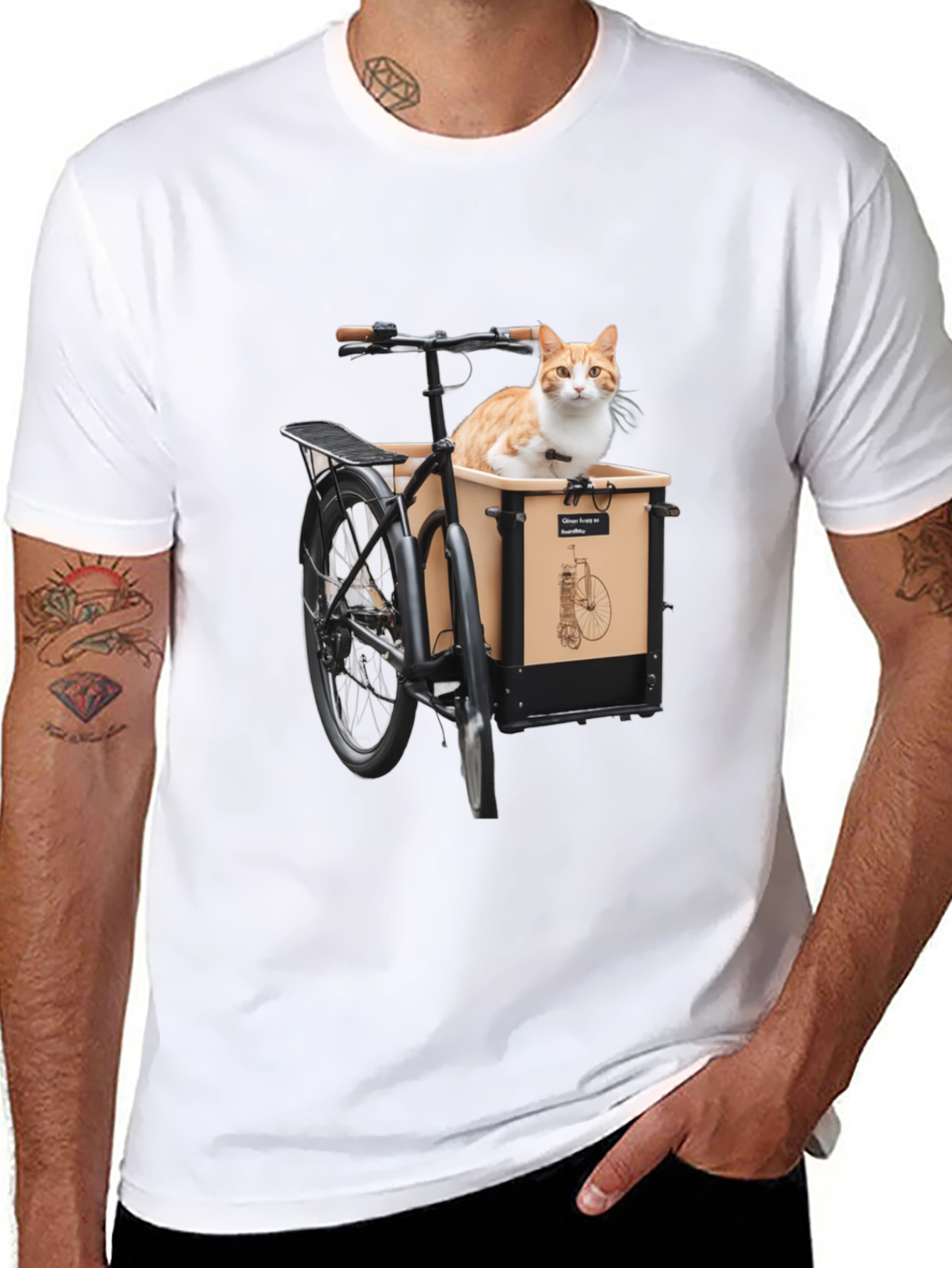 Cat in Bike T-Shirt - Whimsical Graphic Tee