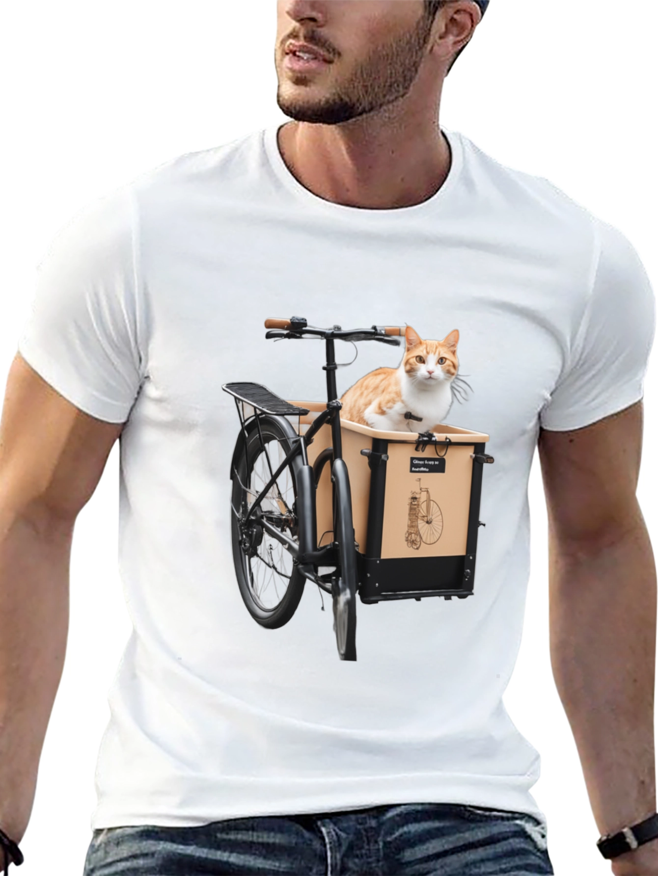 Cat in Bike T-Shirt - Whimsical Graphic Tee