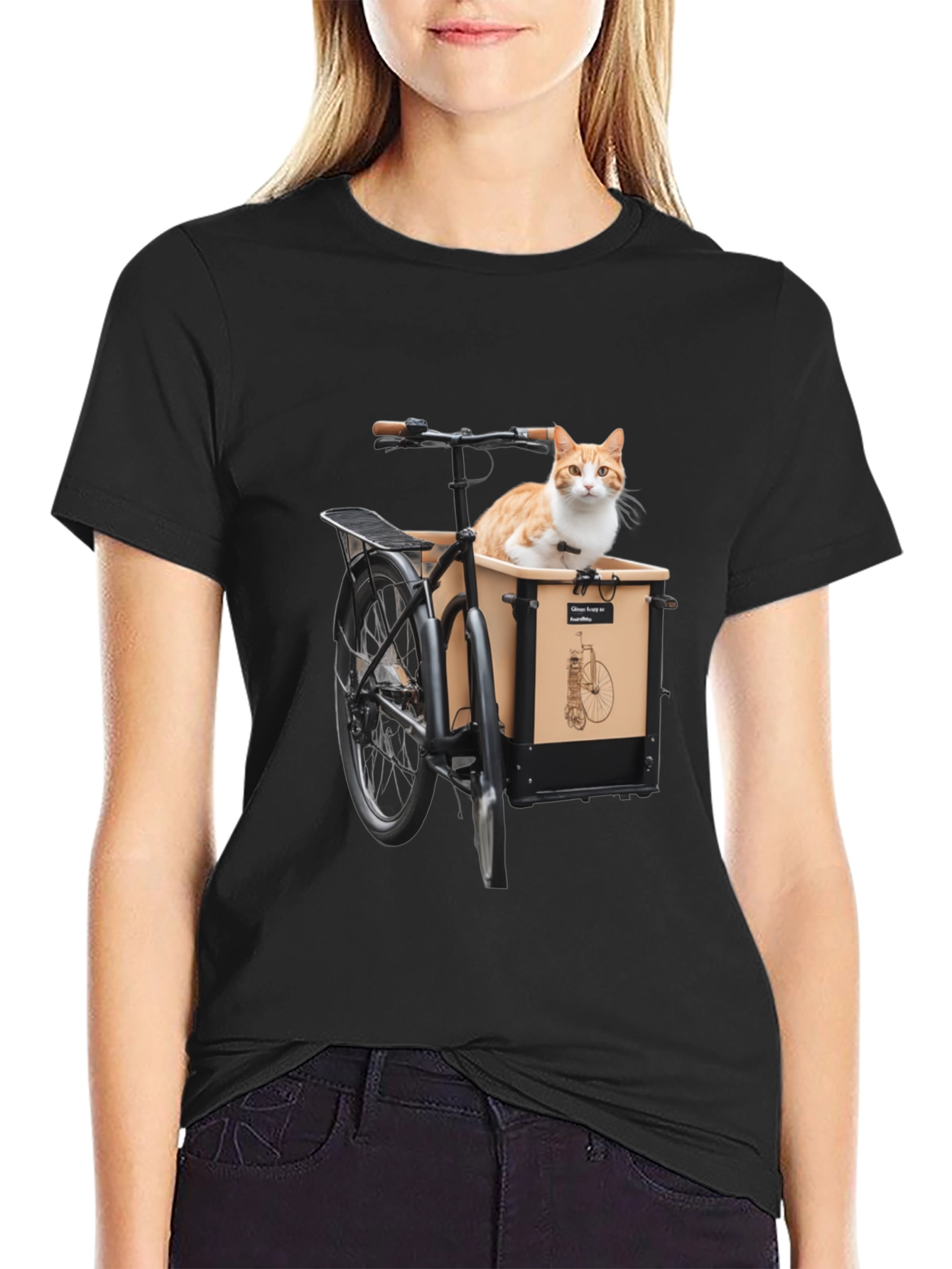 Cat in Bike T-Shirt - Whimsical Graphic Tee