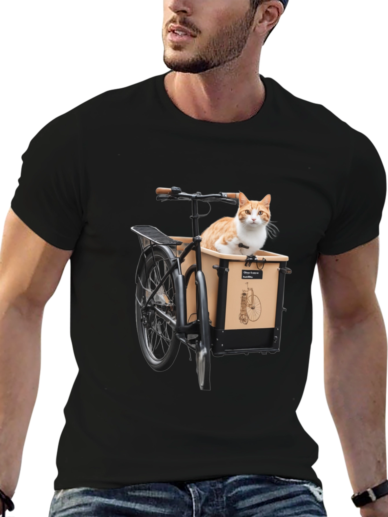 Cat in Bike T-Shirt - Whimsical Graphic Tee