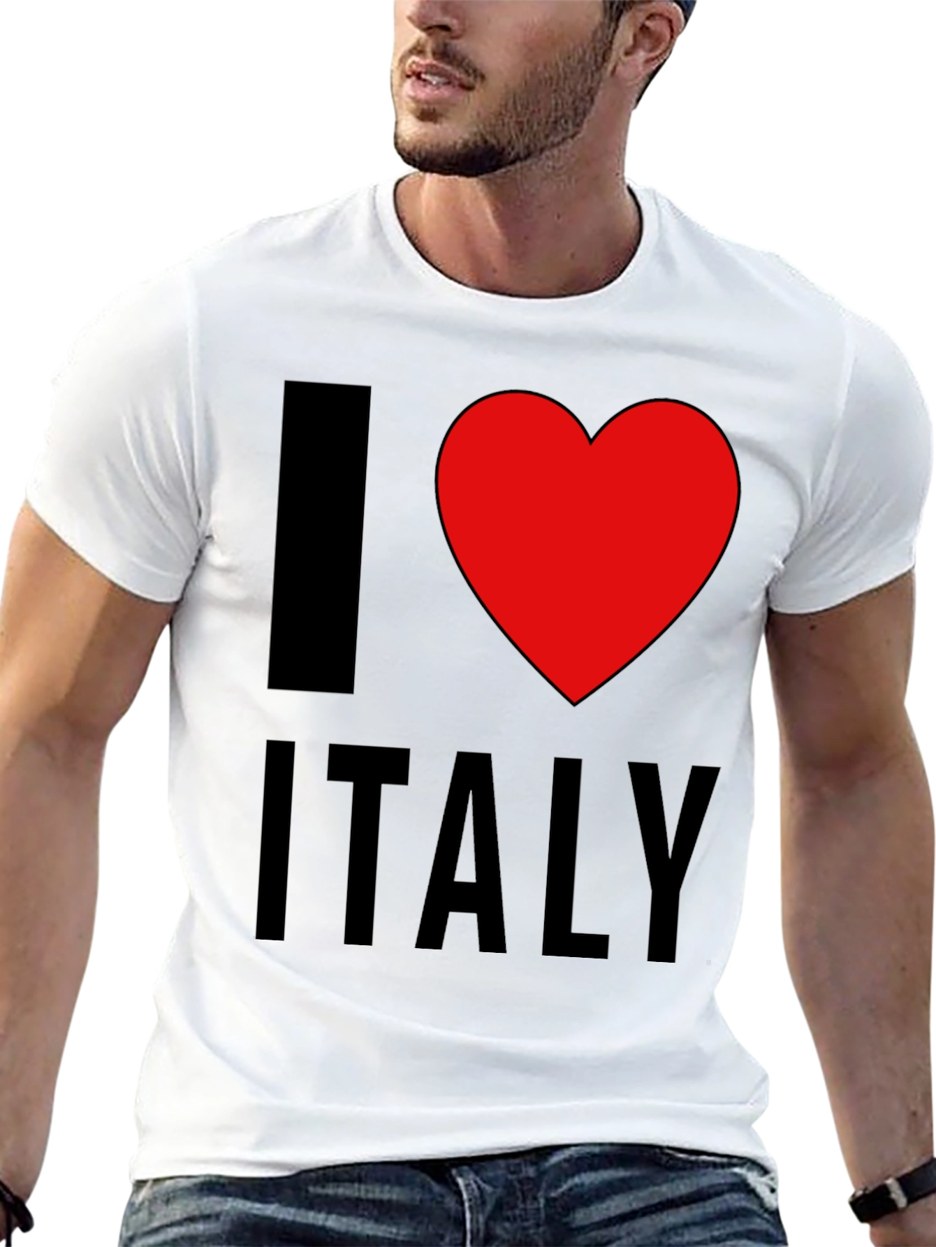 I Love Italy T-Shirt - Black Cotton Tee