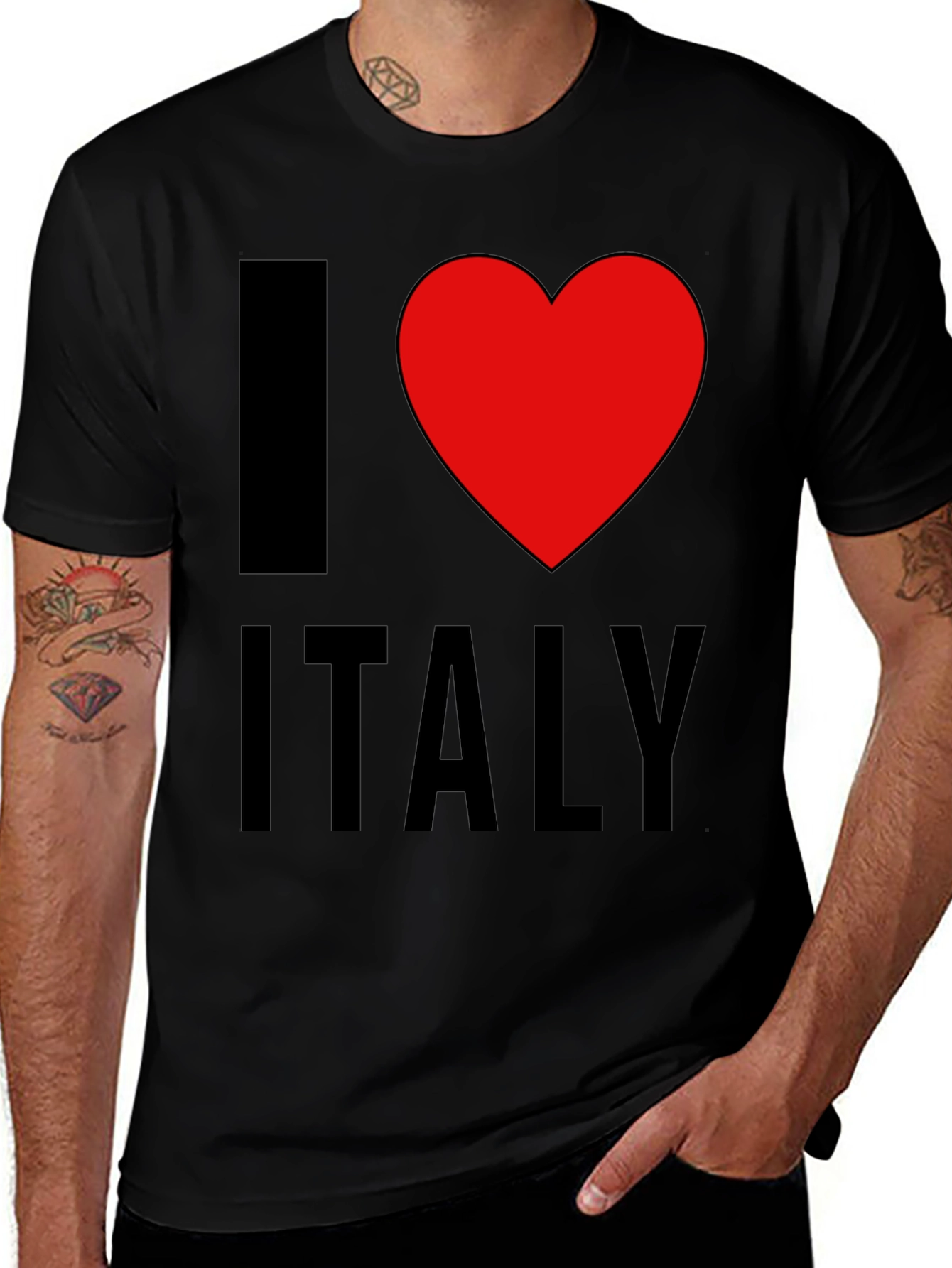 I Love Italy T-Shirt - Black Cotton Tee
