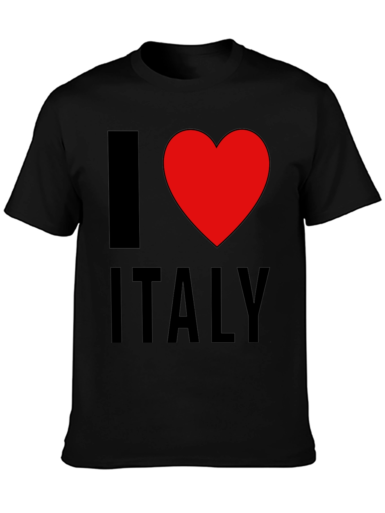 I Love Italy T-Shirt - Black Cotton Tee