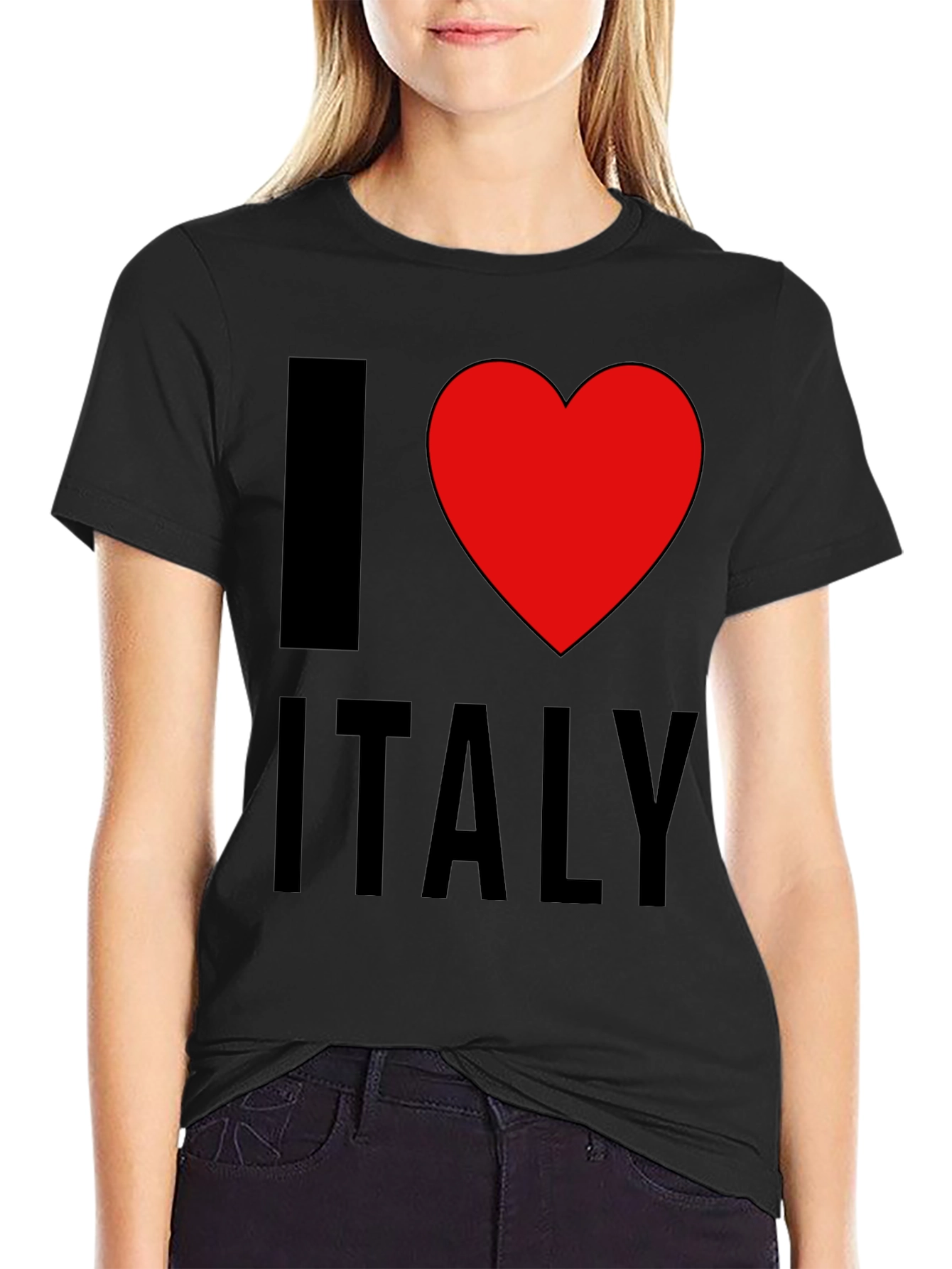 I Love Italy T-Shirt - Black Cotton Tee