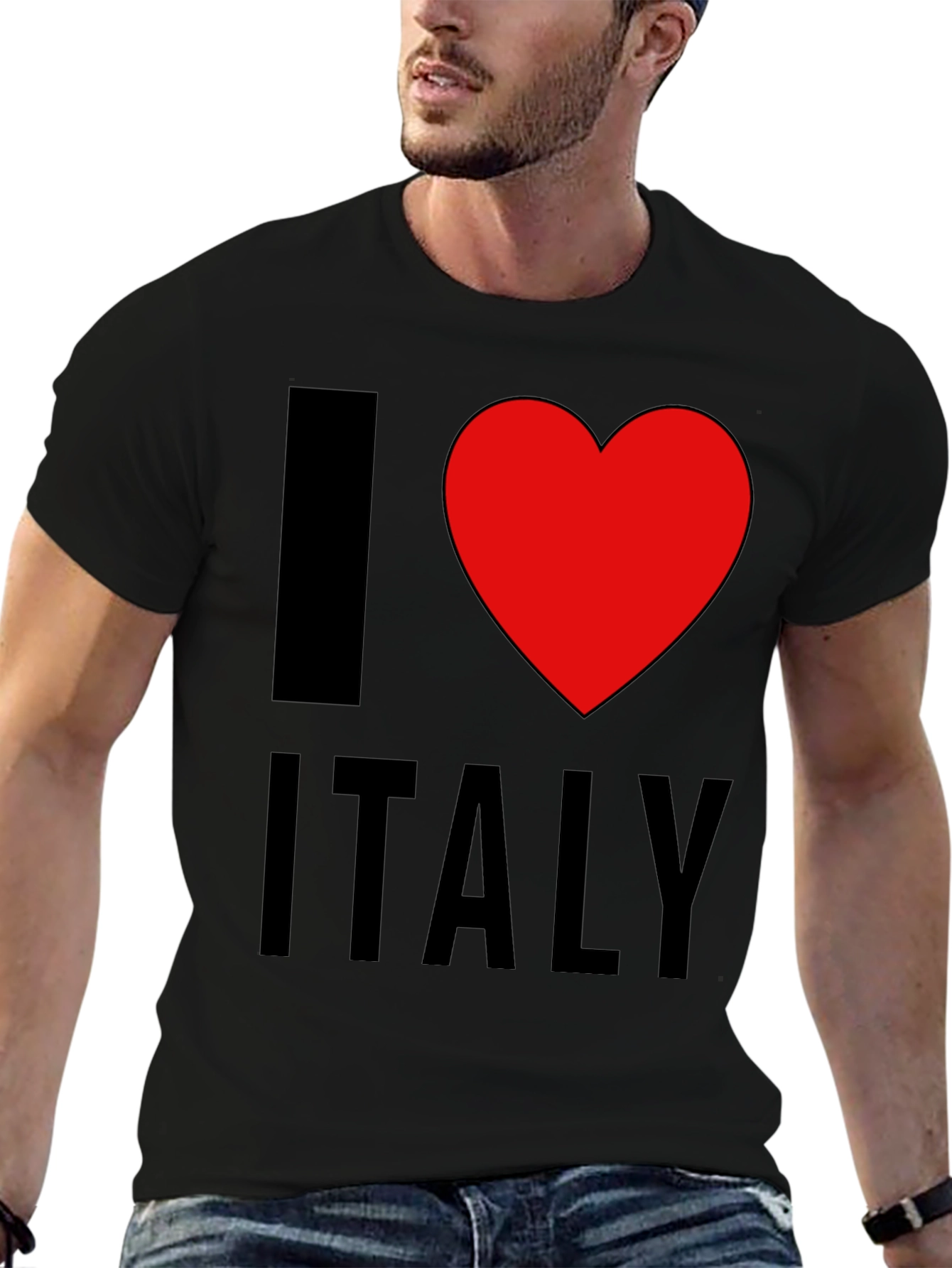 I Love Italy T-Shirt - Black Cotton Tee
