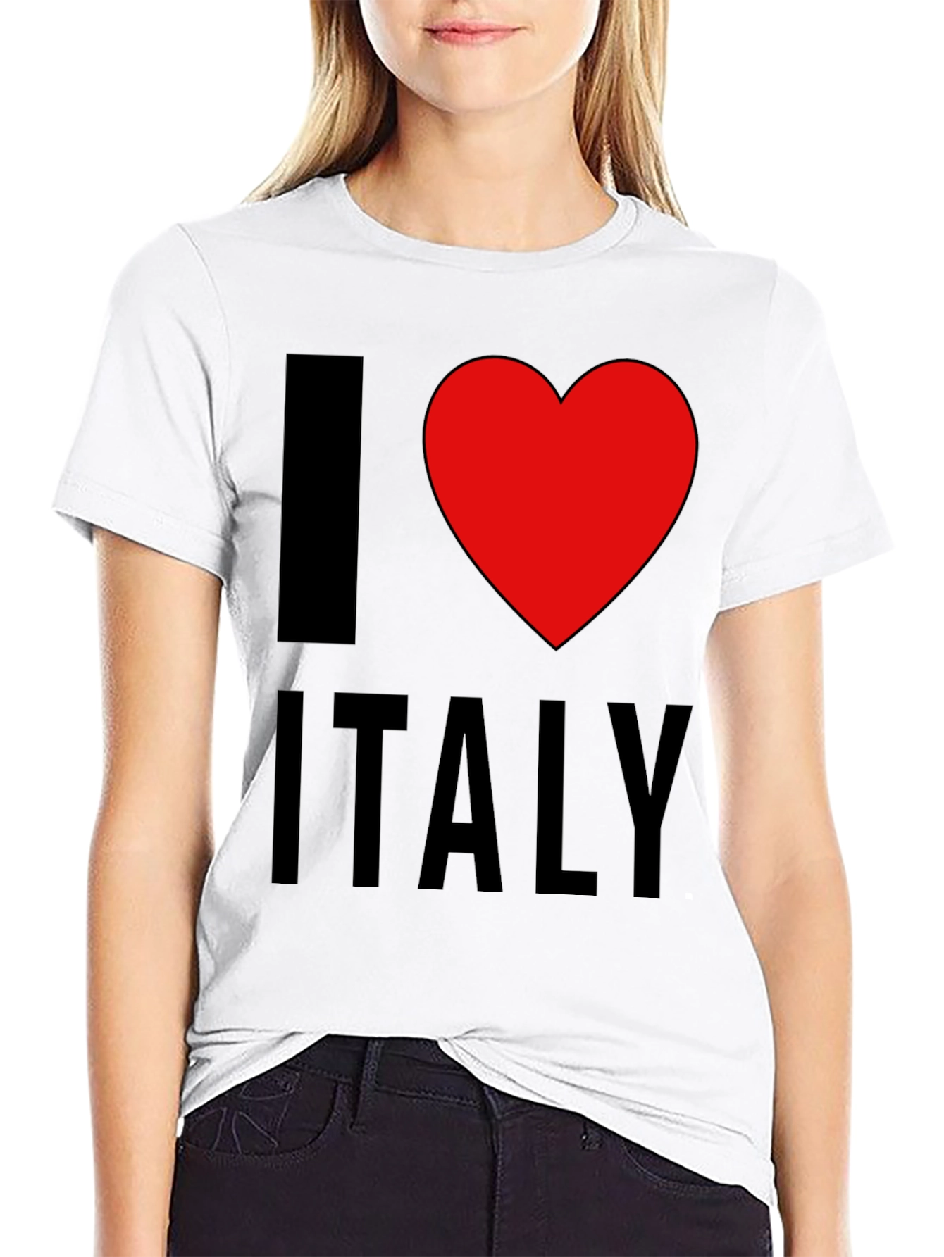 I Love Italy T-Shirt - Black Cotton Tee