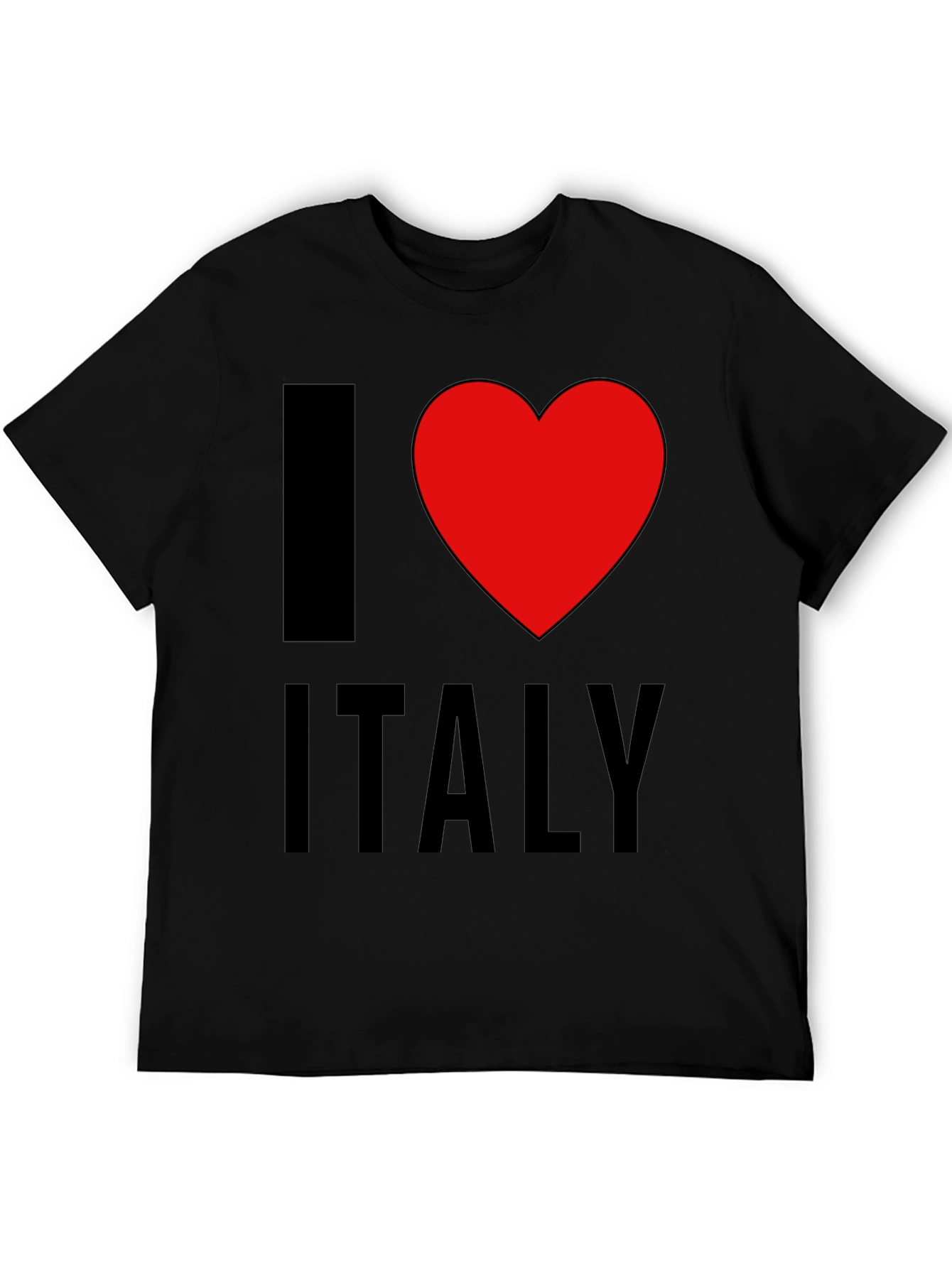 I Love Italy T-Shirt - Black Cotton Tee