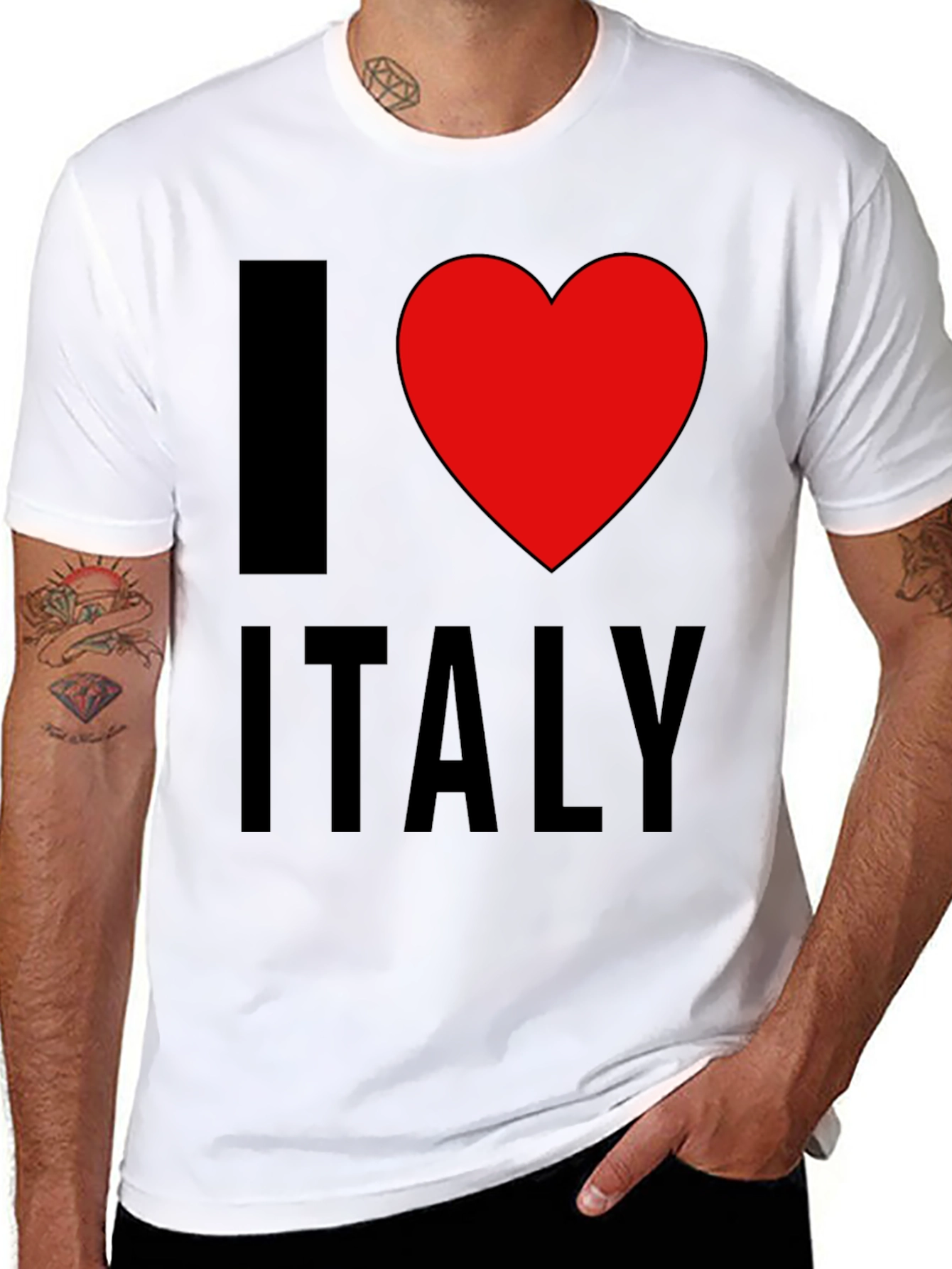 I Love Italy T-Shirt - Black Cotton Tee