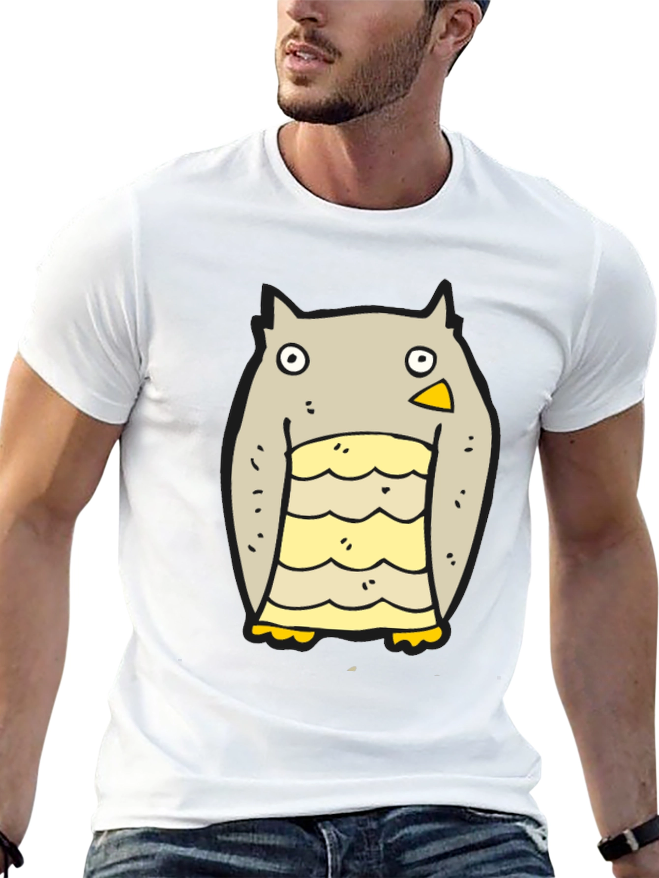 Cartoon Owl Graphic Black T-Shirt