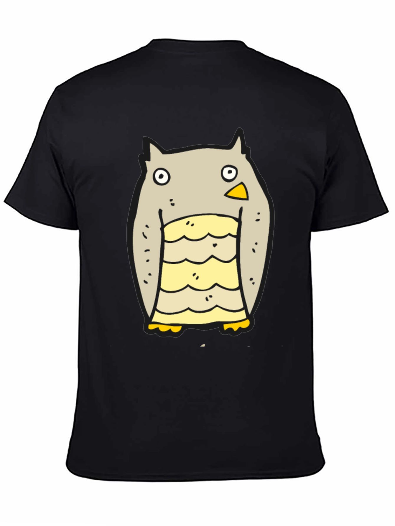 Cartoon Owl Graphic Black T-Shirt