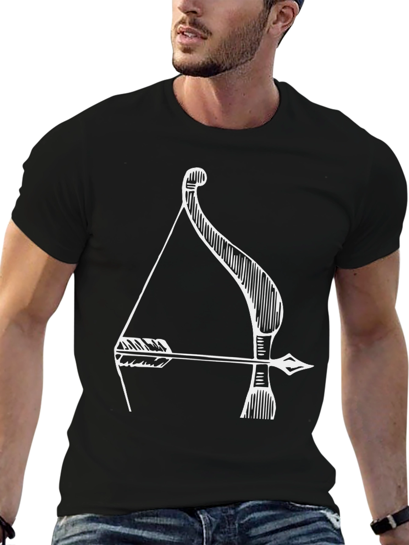 Archer Bow & Arrow Graphic Tee - Black Cotton