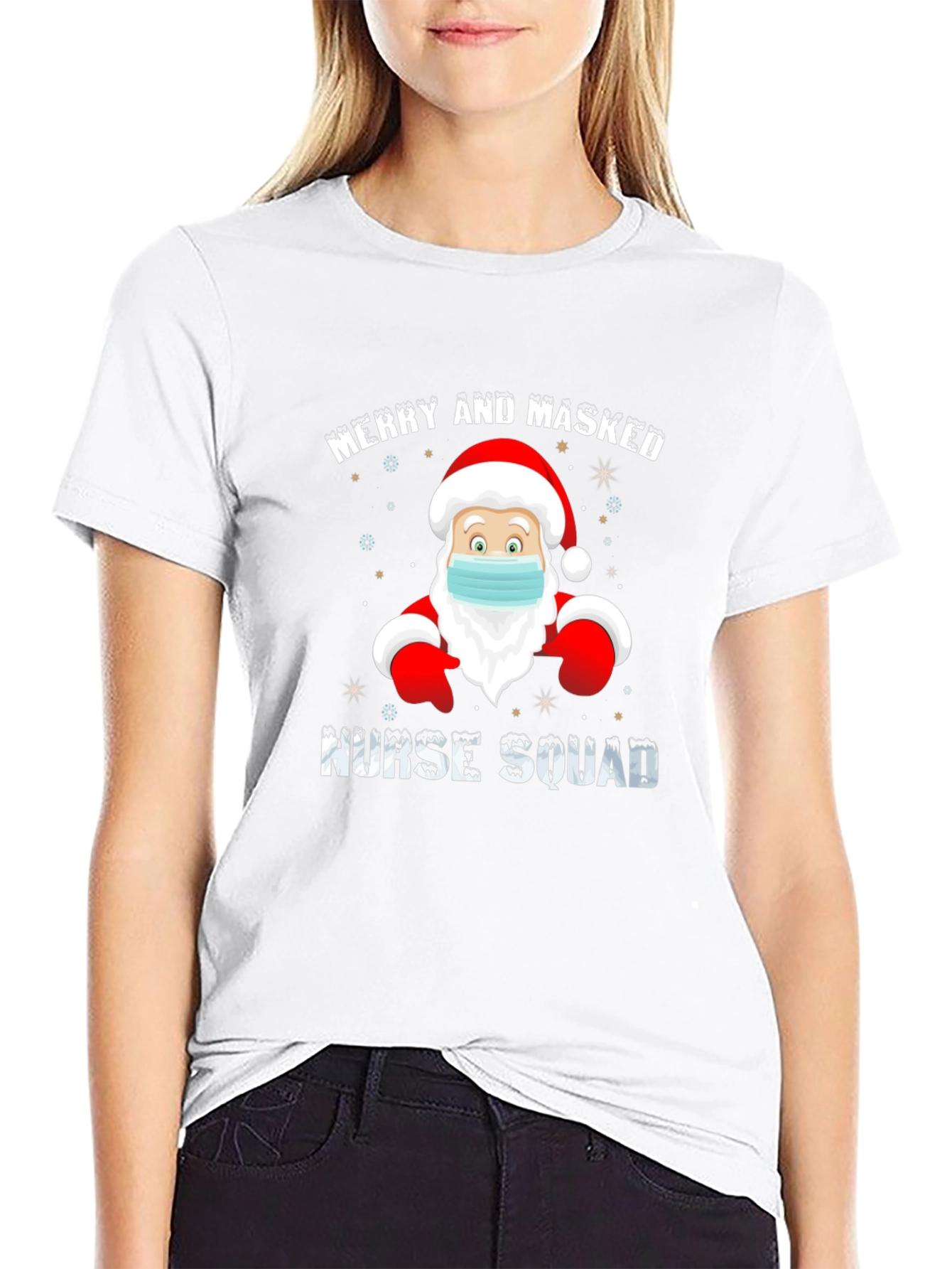 Merry and Masked Nurse Squad Christmas T-Shirt
