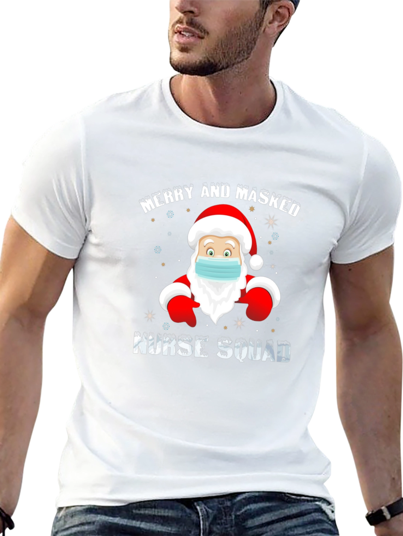 Merry and Masked Nurse Squad Christmas T-Shirt