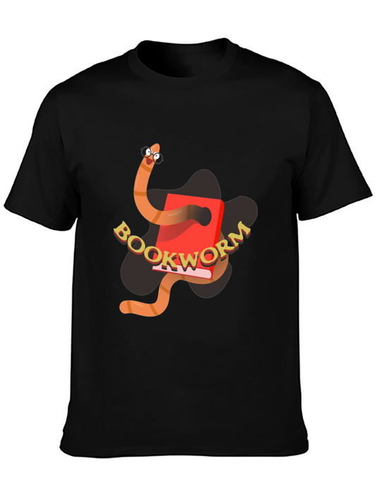 Bookworm Graphic Tee - Black Cotton T-Shirt