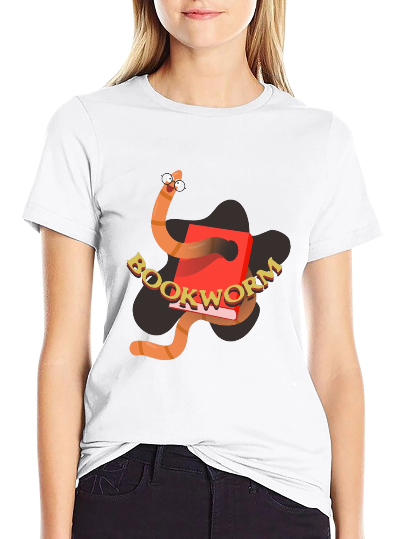 Bookworm Graphic Tee - Black Cotton T-Shirt