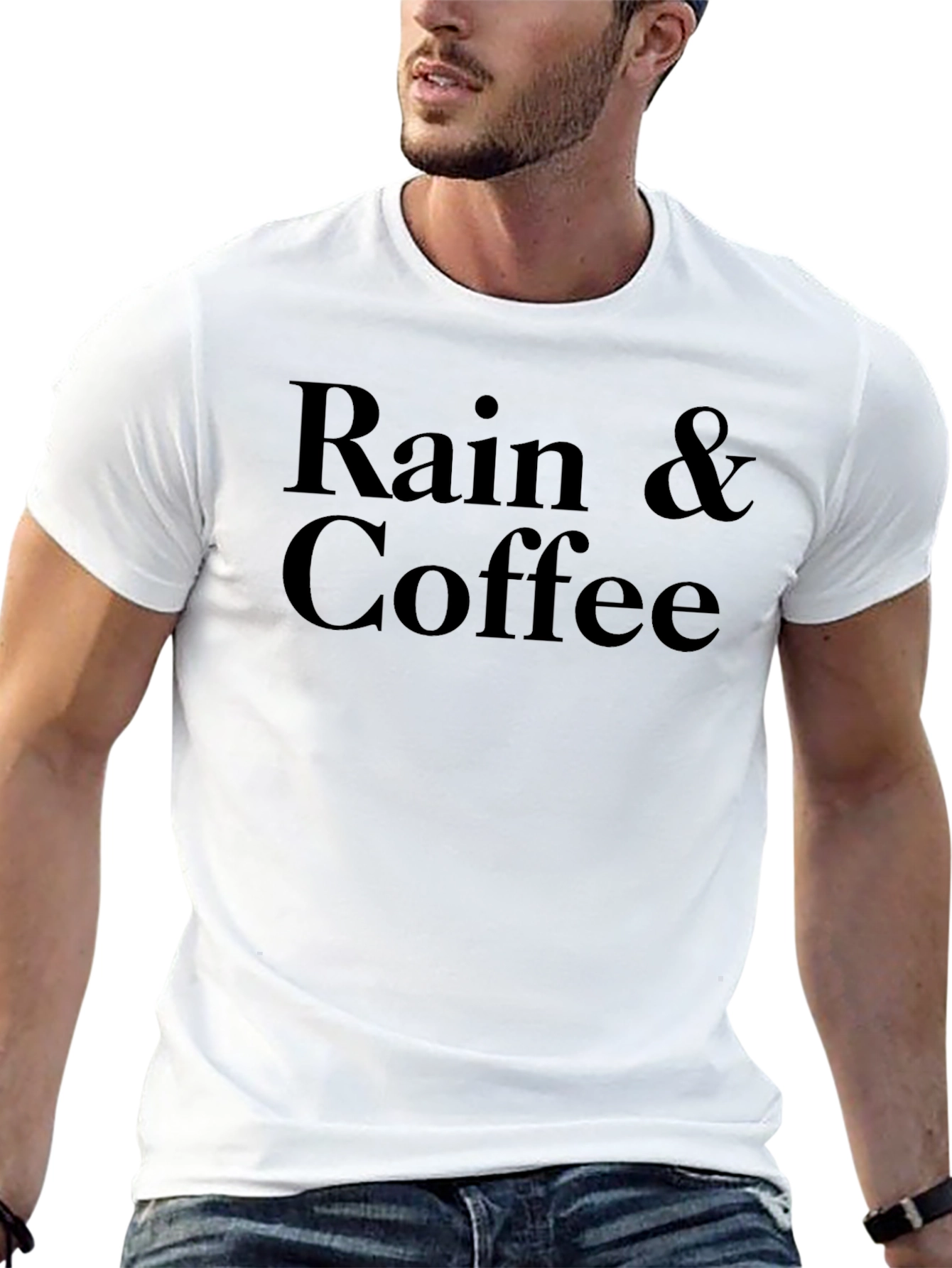 Rain & Coffee Graphic T-Shirt - Soft Cotton Blend