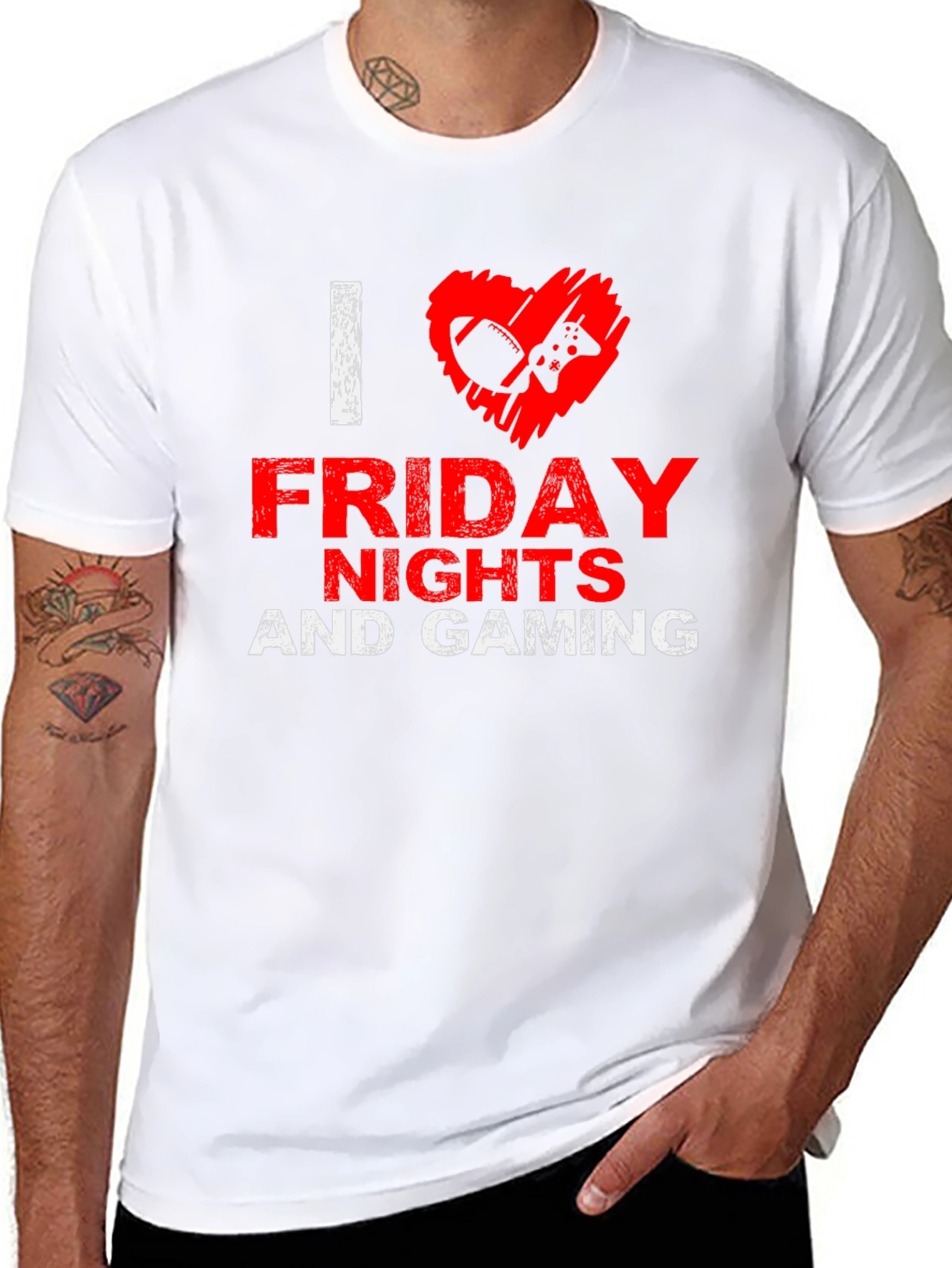 I Love Friday Nights and Gaming Black T-Shirt
