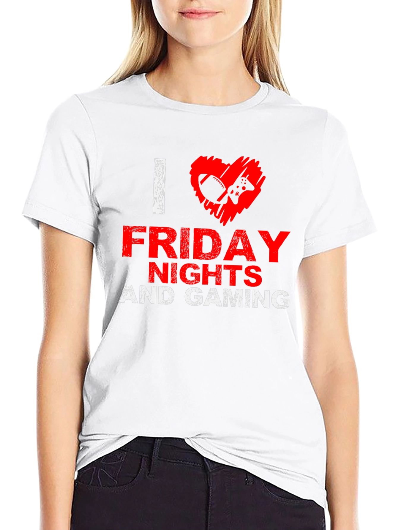 I Love Friday Nights and Gaming Black T-Shirt