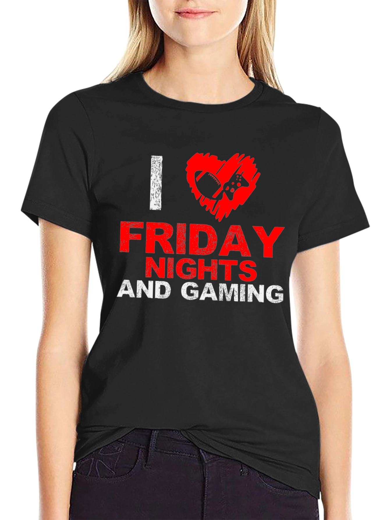 I Love Friday Nights and Gaming Black T-Shirt