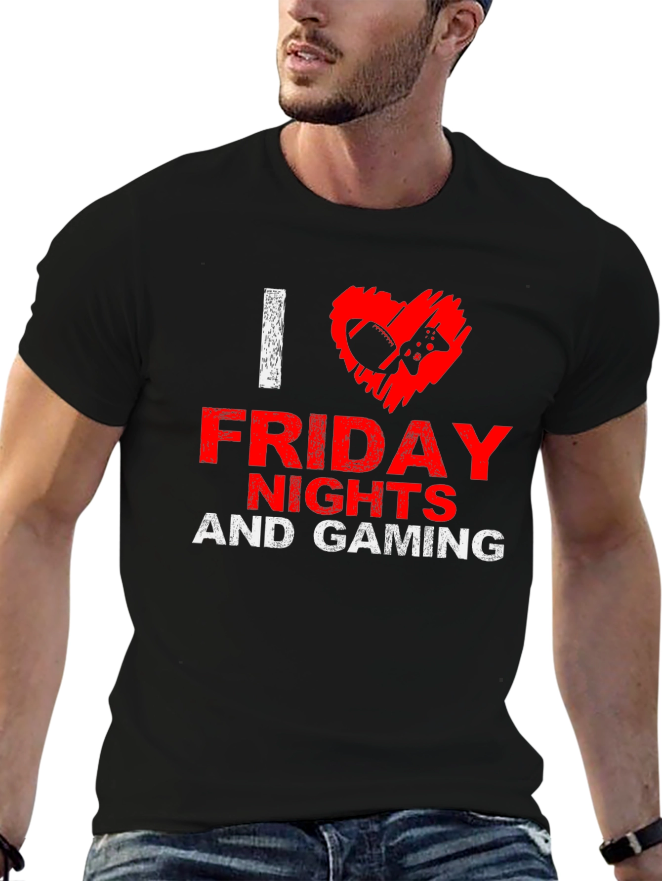 I Love Friday Nights and Gaming Black T-Shirt
