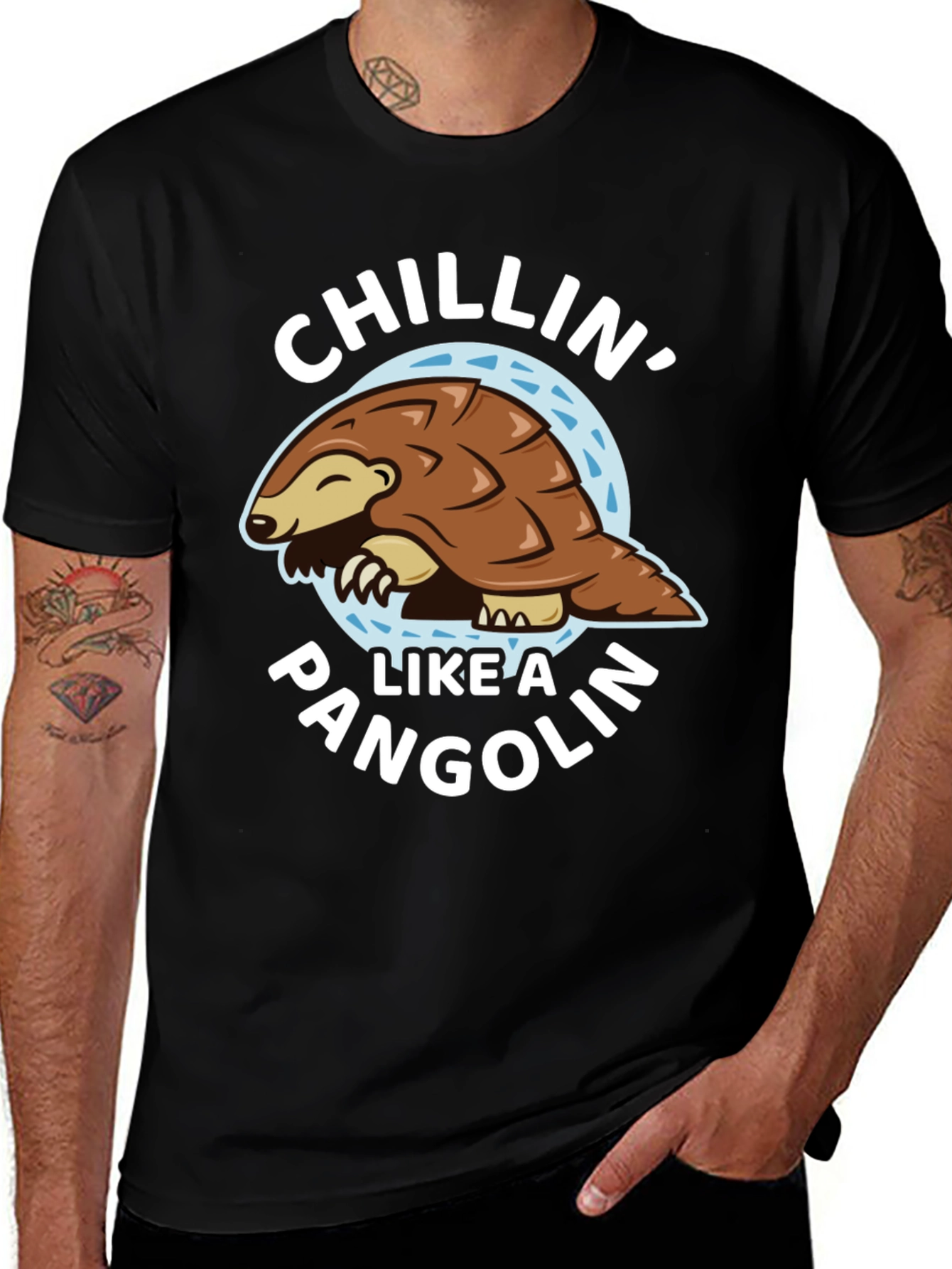 Chillin Like a Pangolin Black T-Shirt