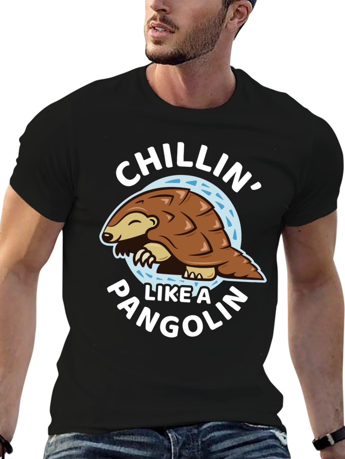 Chillin Like a Pangolin Black T-Shirt