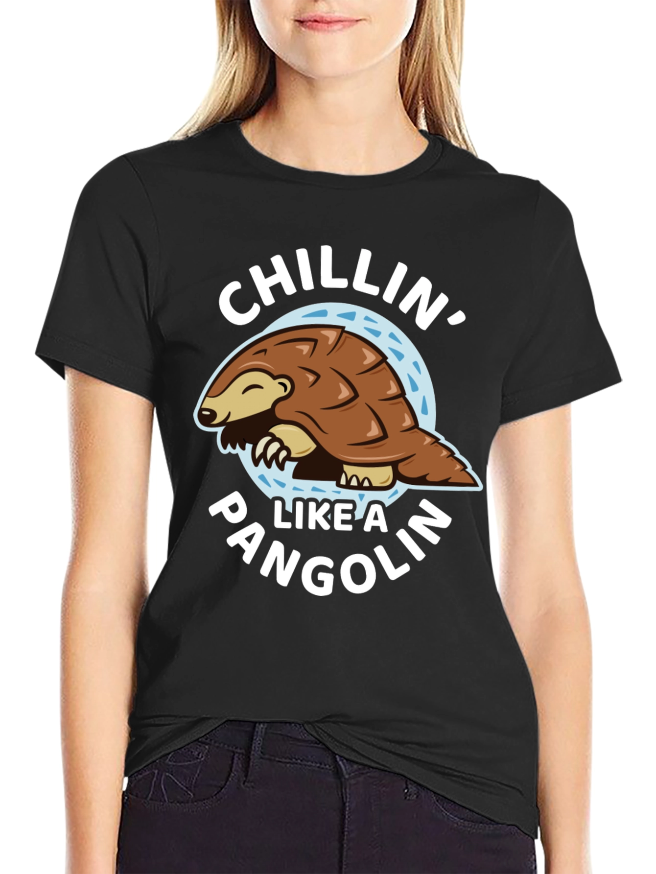 Chillin Like a Pangolin Black T-Shirt