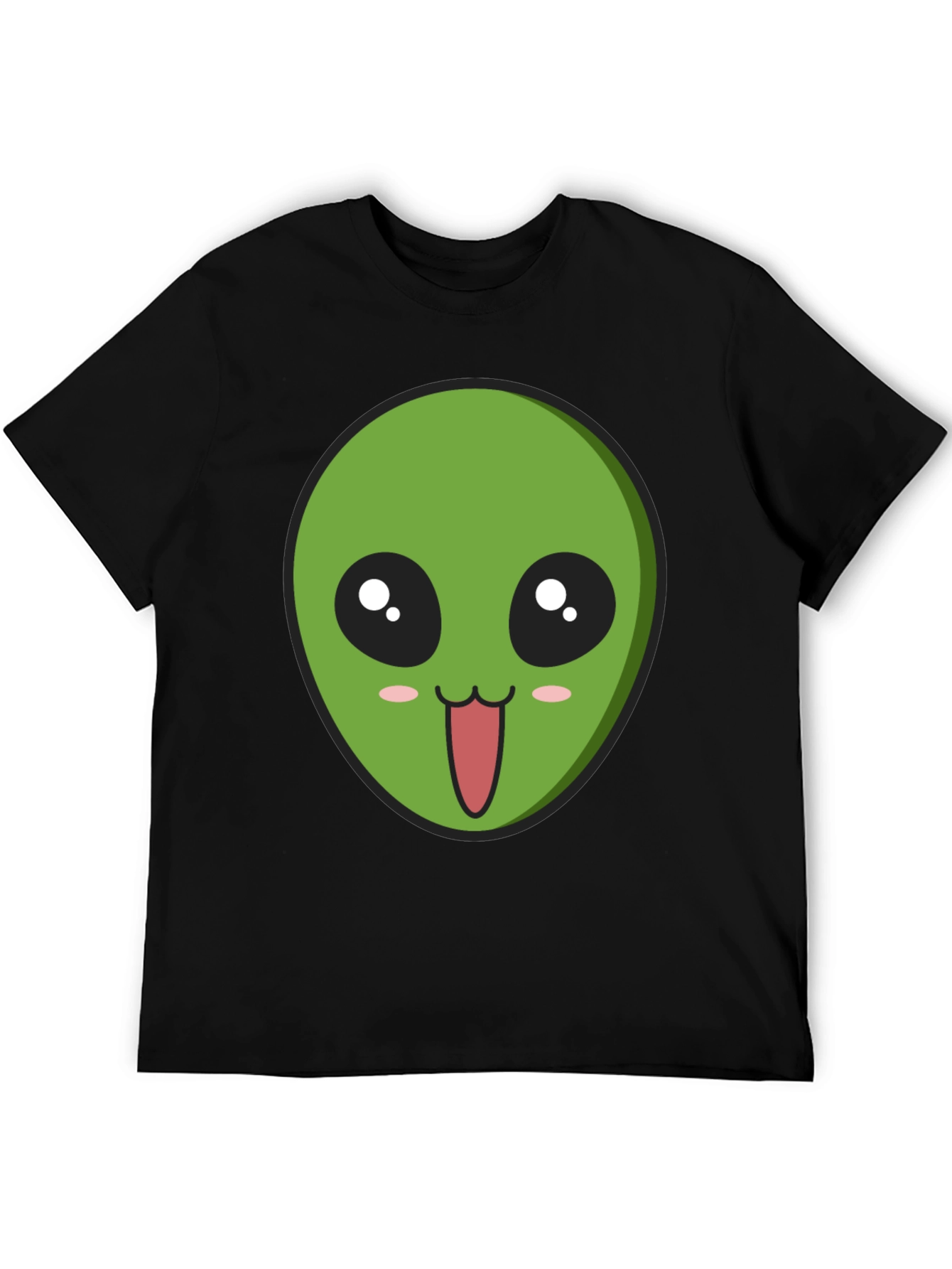 Alien Face Graphic Tee - Black Cotton Comfort