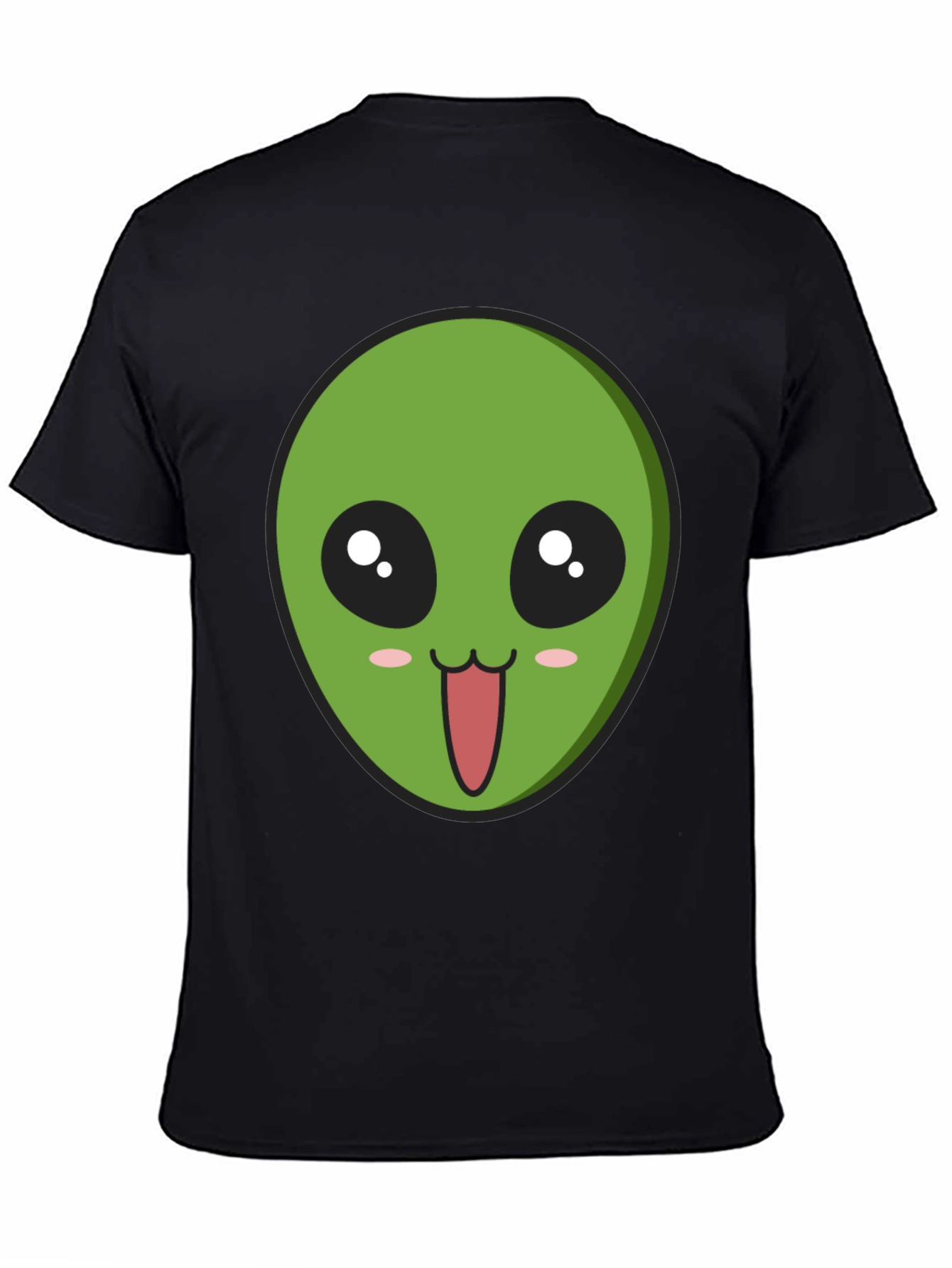 Alien Face Graphic Tee - Black Cotton Comfort