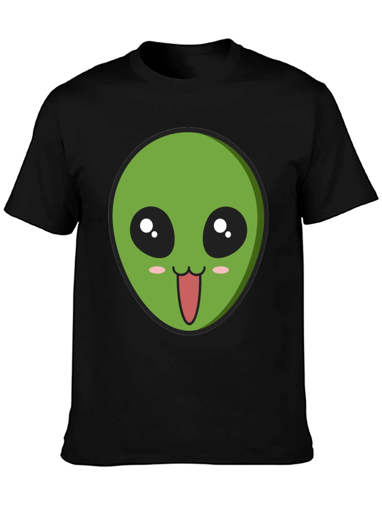 Alien Face Graphic Tee - Black Cotton Comfort