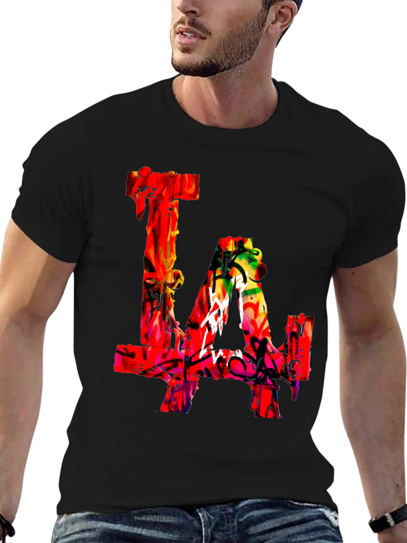 LA Graffiti Art Black T-Shirt