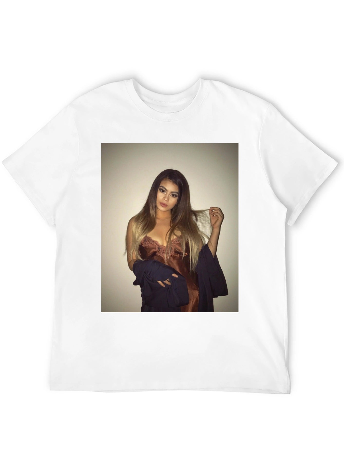 Black Tee with Glamorous Woman Graphic