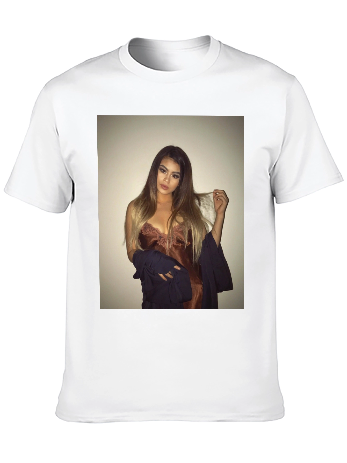 Black Tee with Glamorous Woman Graphic