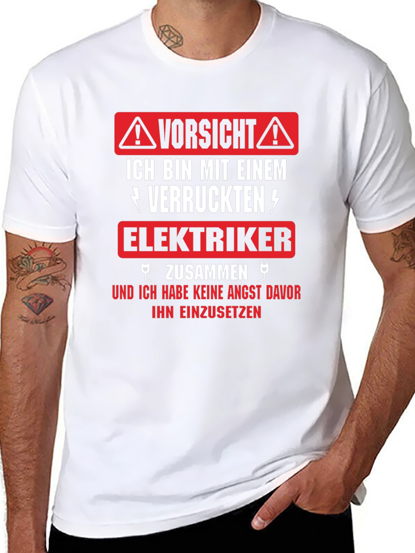 Funny Electrician T-Shirt - Vorsicht Elektriker!