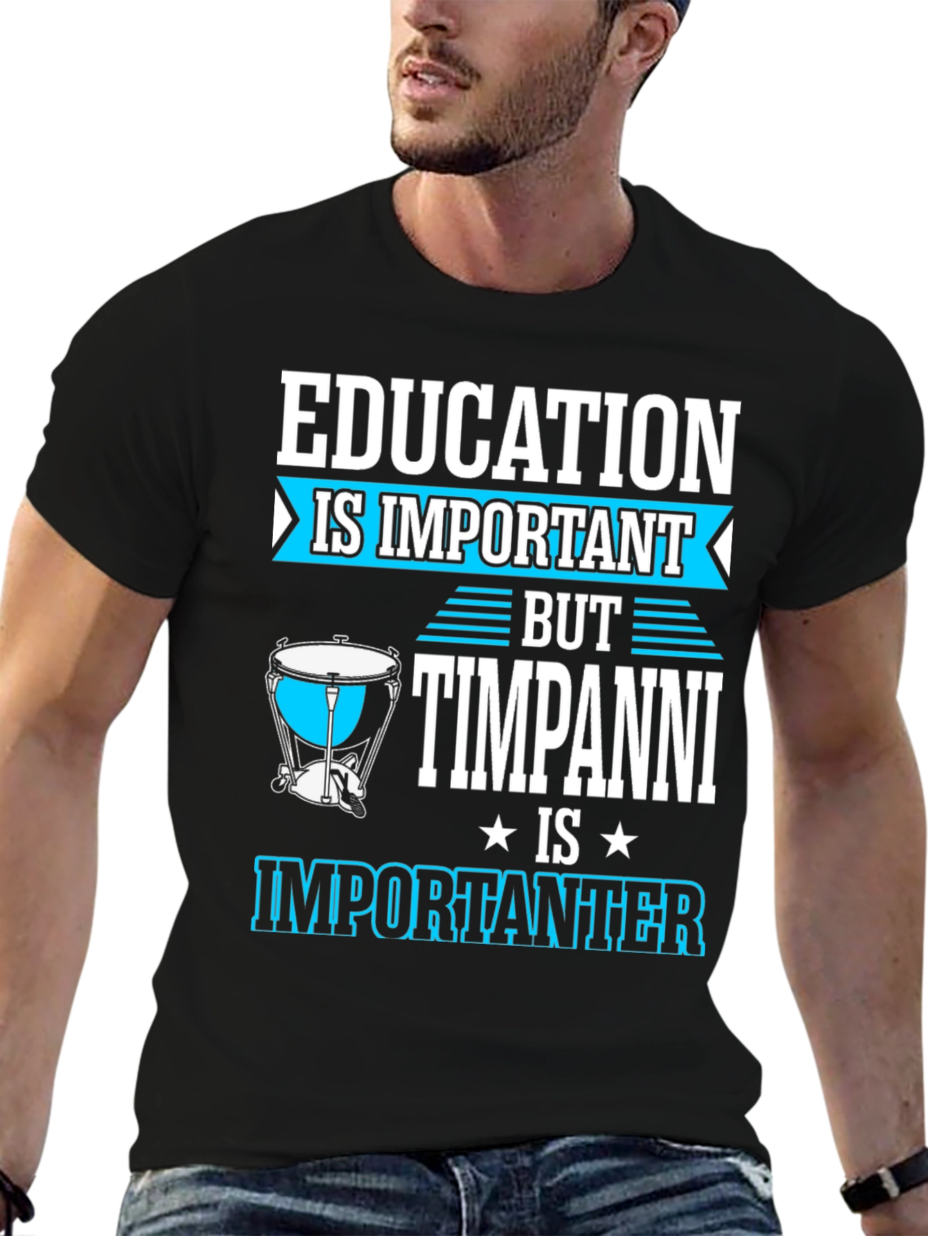 Education vs Timpani Funny Musician T-Shirt