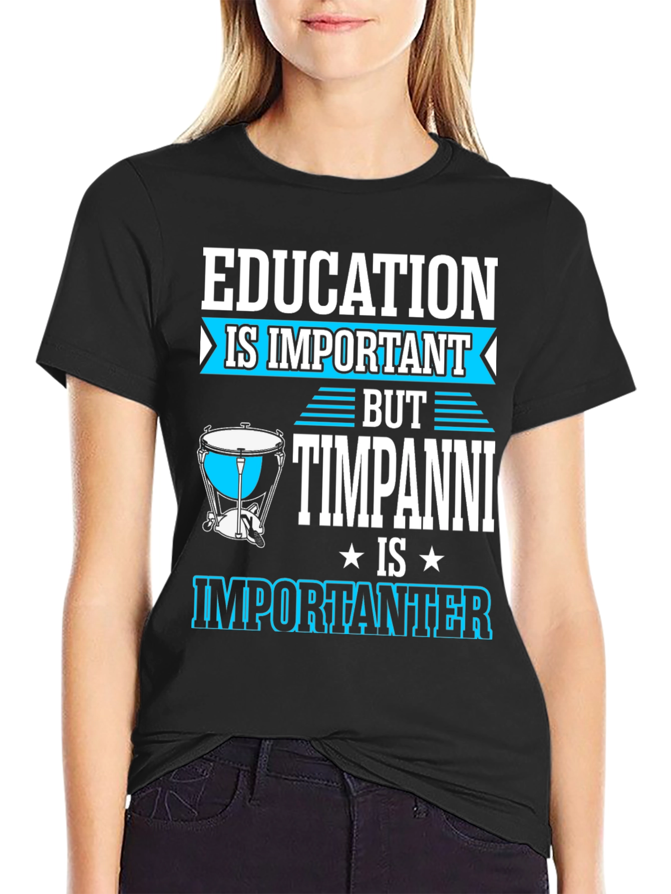 Education vs Timpani Funny Musician T-Shirt