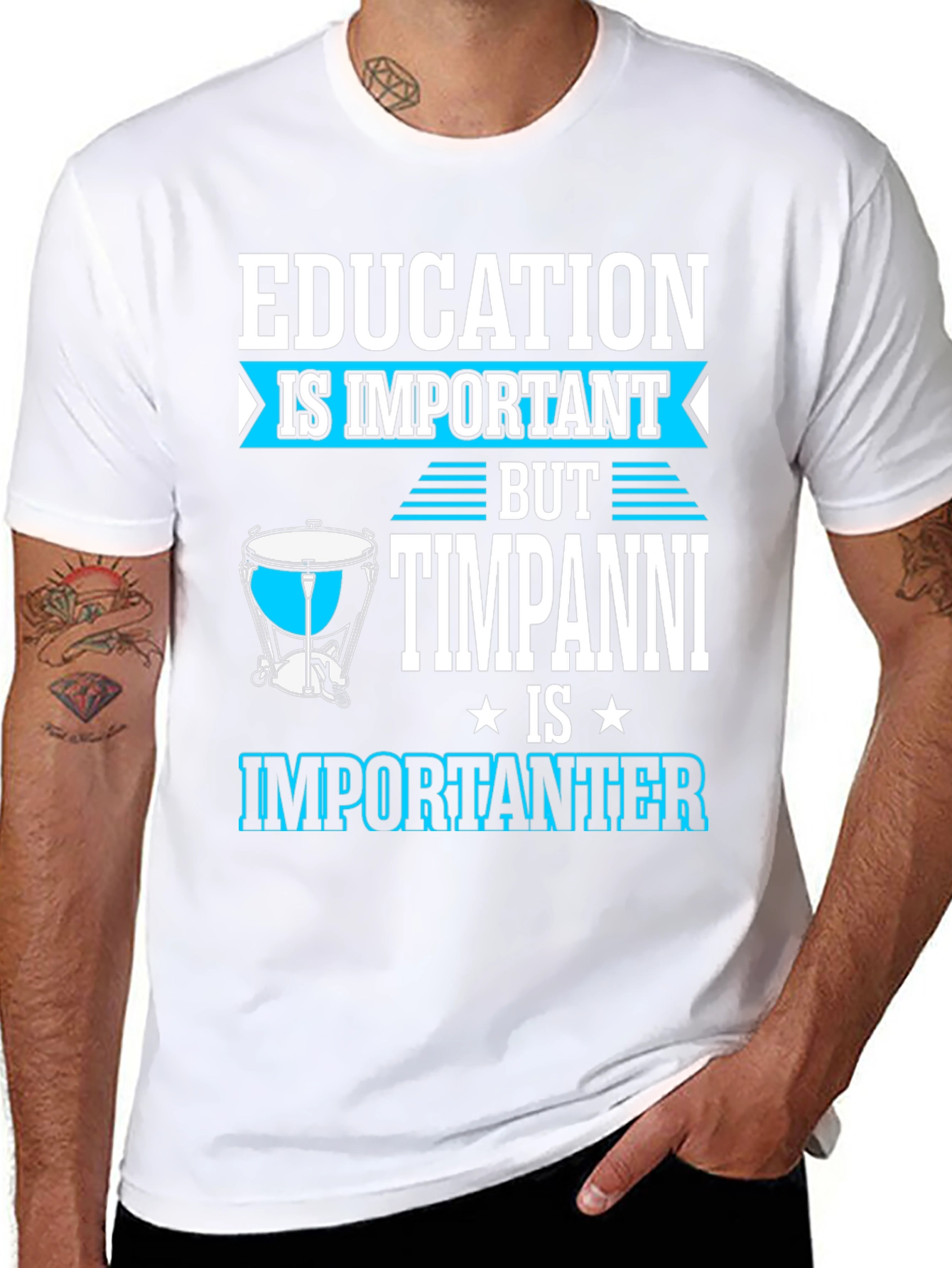 Education vs Timpani Funny Musician T-Shirt