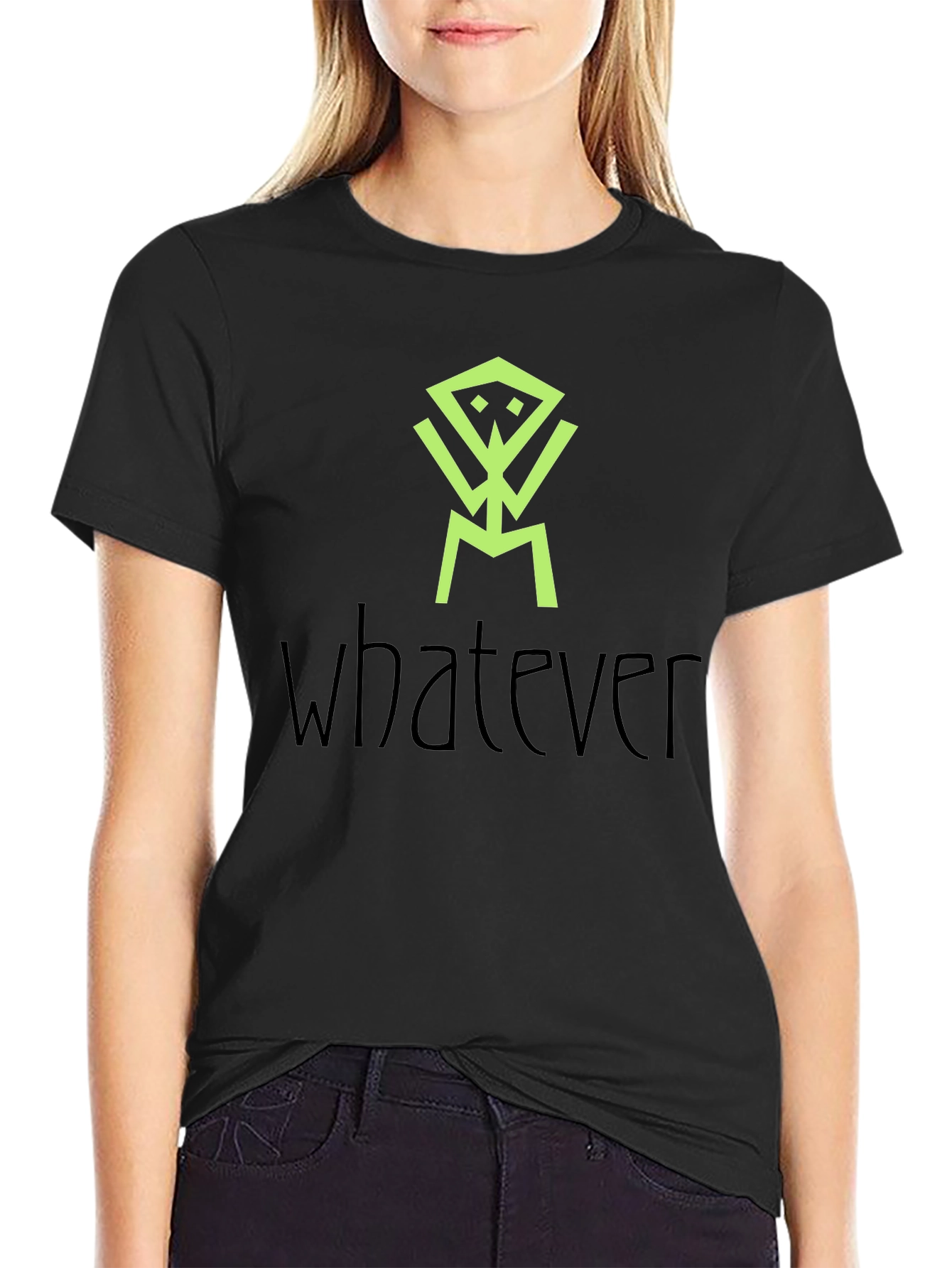 Abstract Graphic Print Black Tee - Whatever