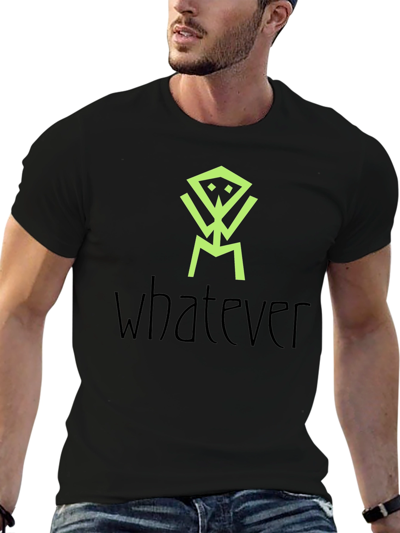 Abstract Graphic Print Black Tee - Whatever