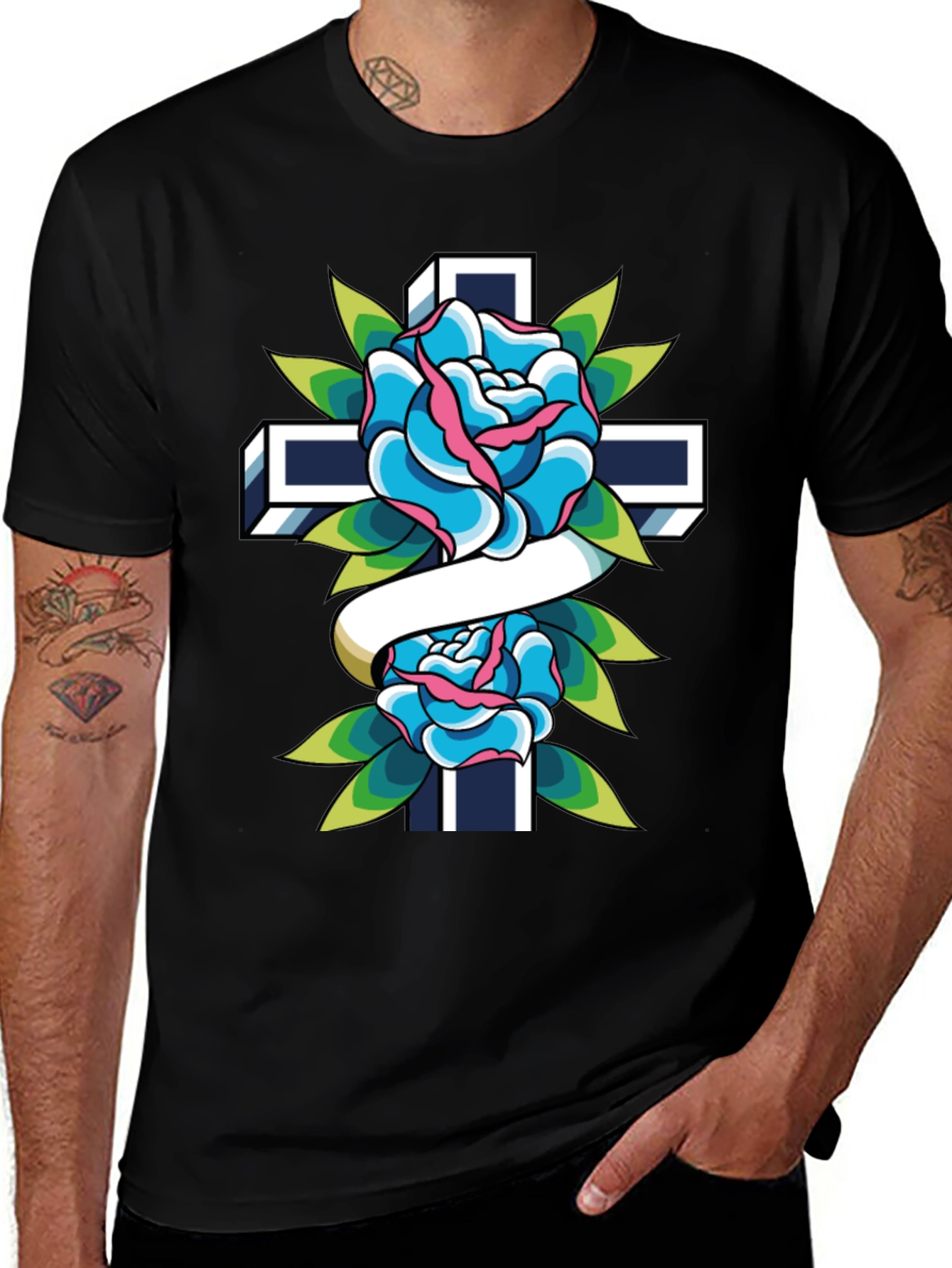 Rose and Cross Graphic Tee