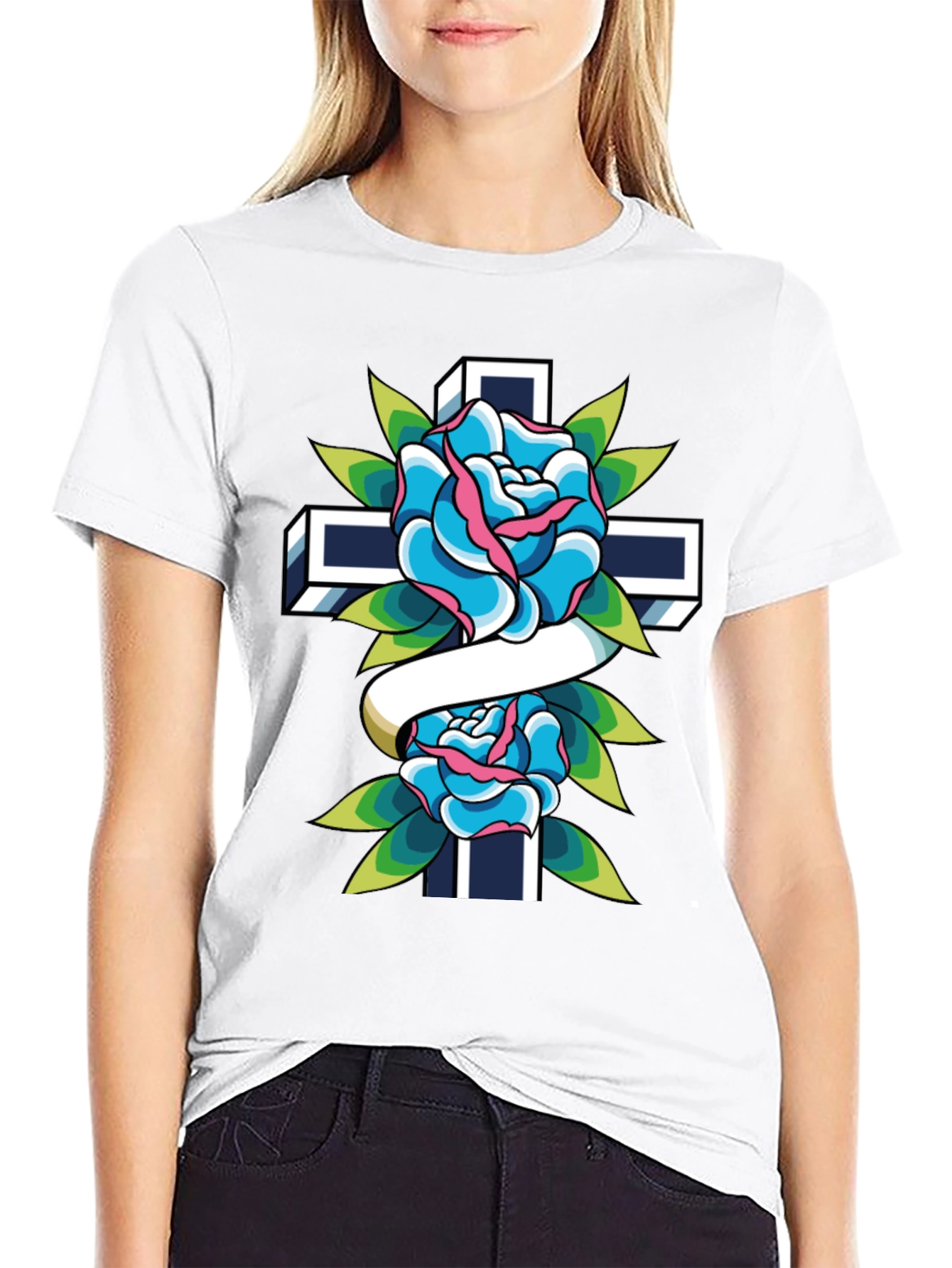 Rose and Cross Graphic Tee