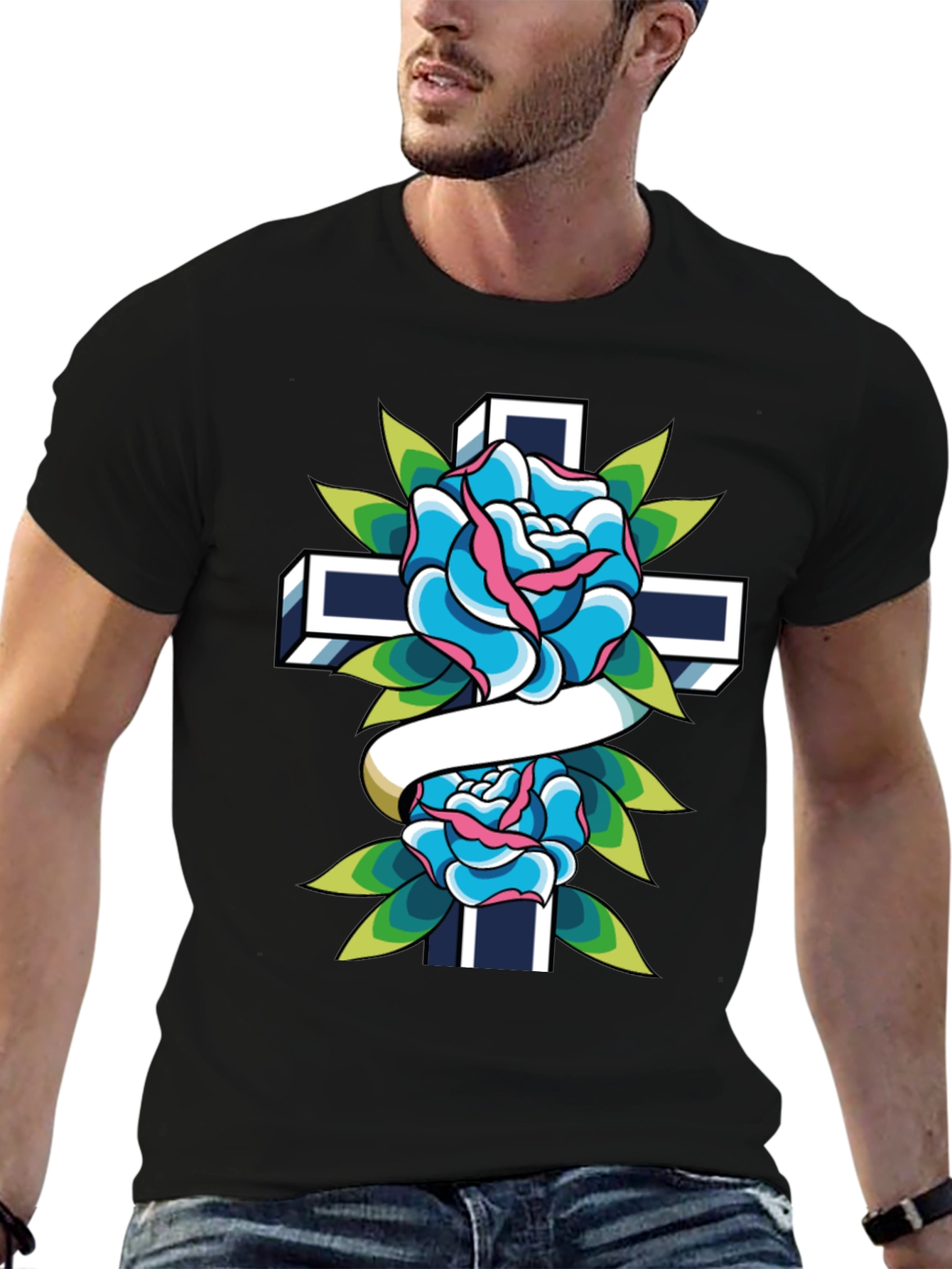 Rose and Cross Graphic Tee